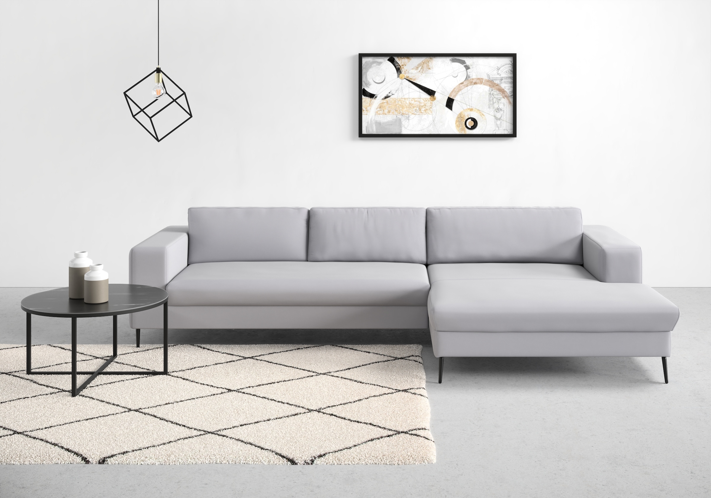 DOMO collection Ecksofa »Modica, zeitlos und elegant, L-Form«, moderne Optik mit extrabreiter Recamiere, auch in Cord
