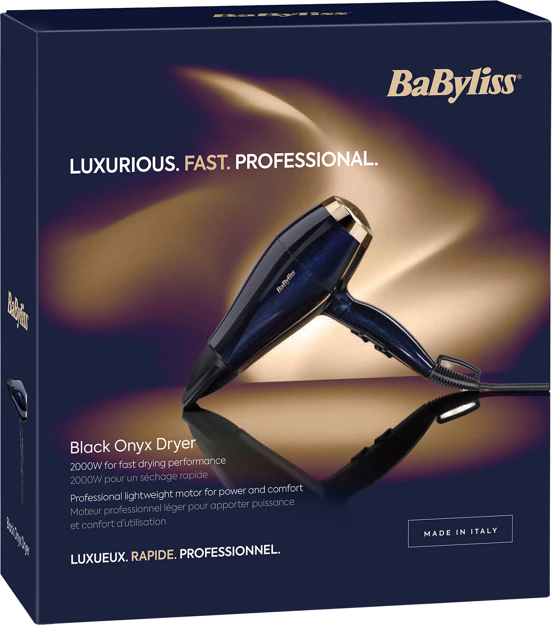 BaByliss Haartrockner »BaByliss Black Onyx Haartrockner mit Ionen-Technologie, 5911E« 2.100 W 20 % schnelleres Trocknen, Föhn mit Aufsatz, besonders leicht