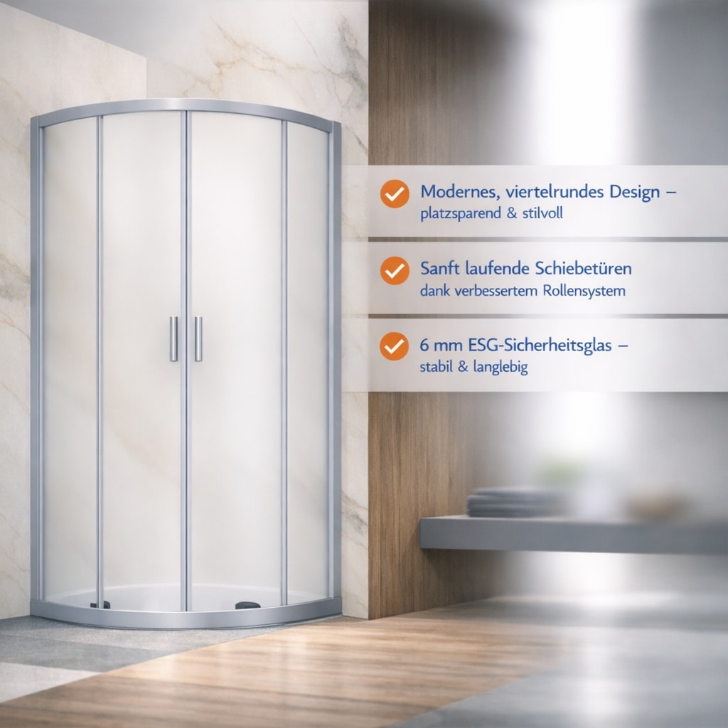 welltime Runddusche »Summer« Hohe 190 cm, 6mm ESG, Easy Clean, verbessertes Rollensystem