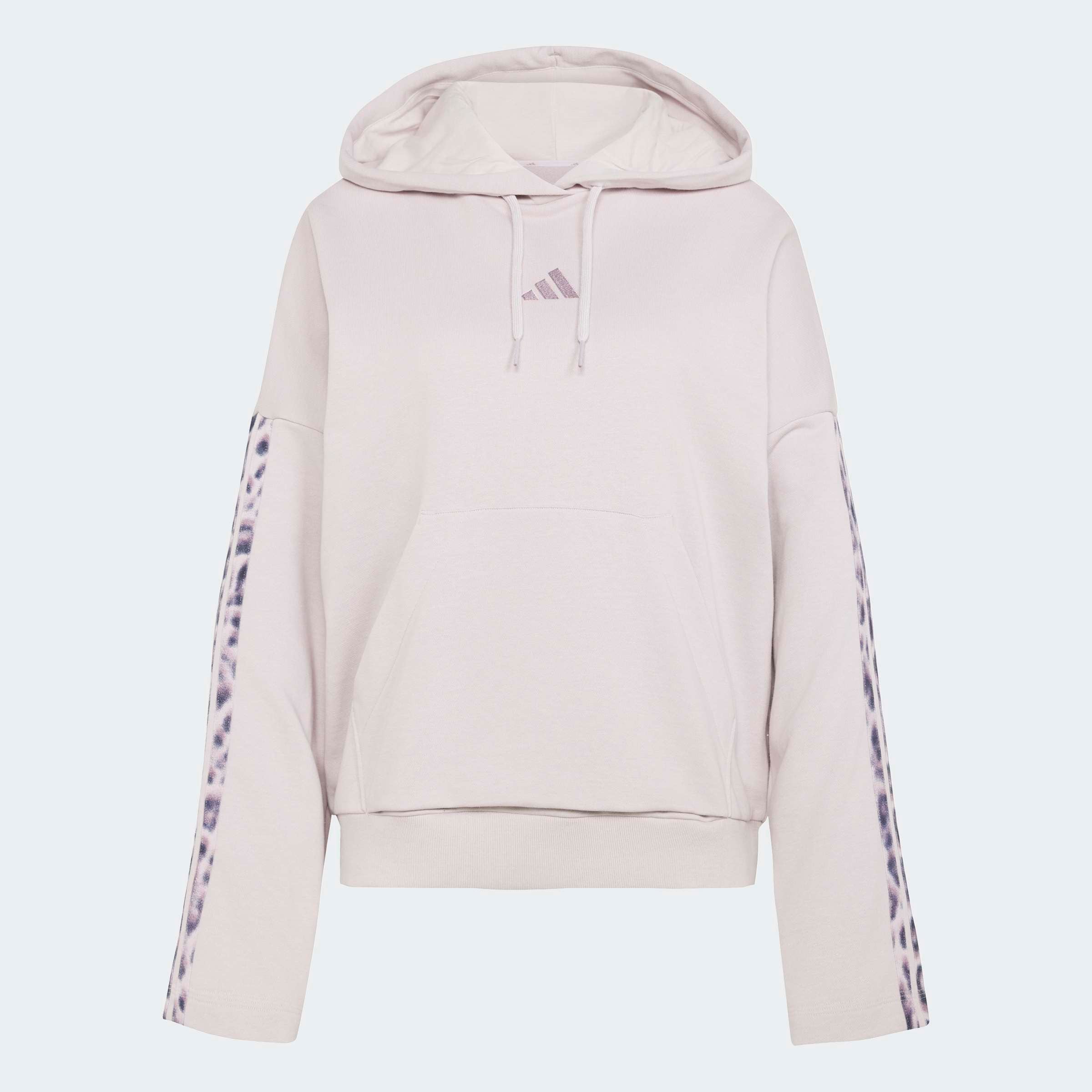 adidas Sportswear Kapuzensweatshirt »SEASONAL ESSENTIALS FRENCH TERRY HOODIE, LEOPARDENPRINT, 3-STREIFEN«

