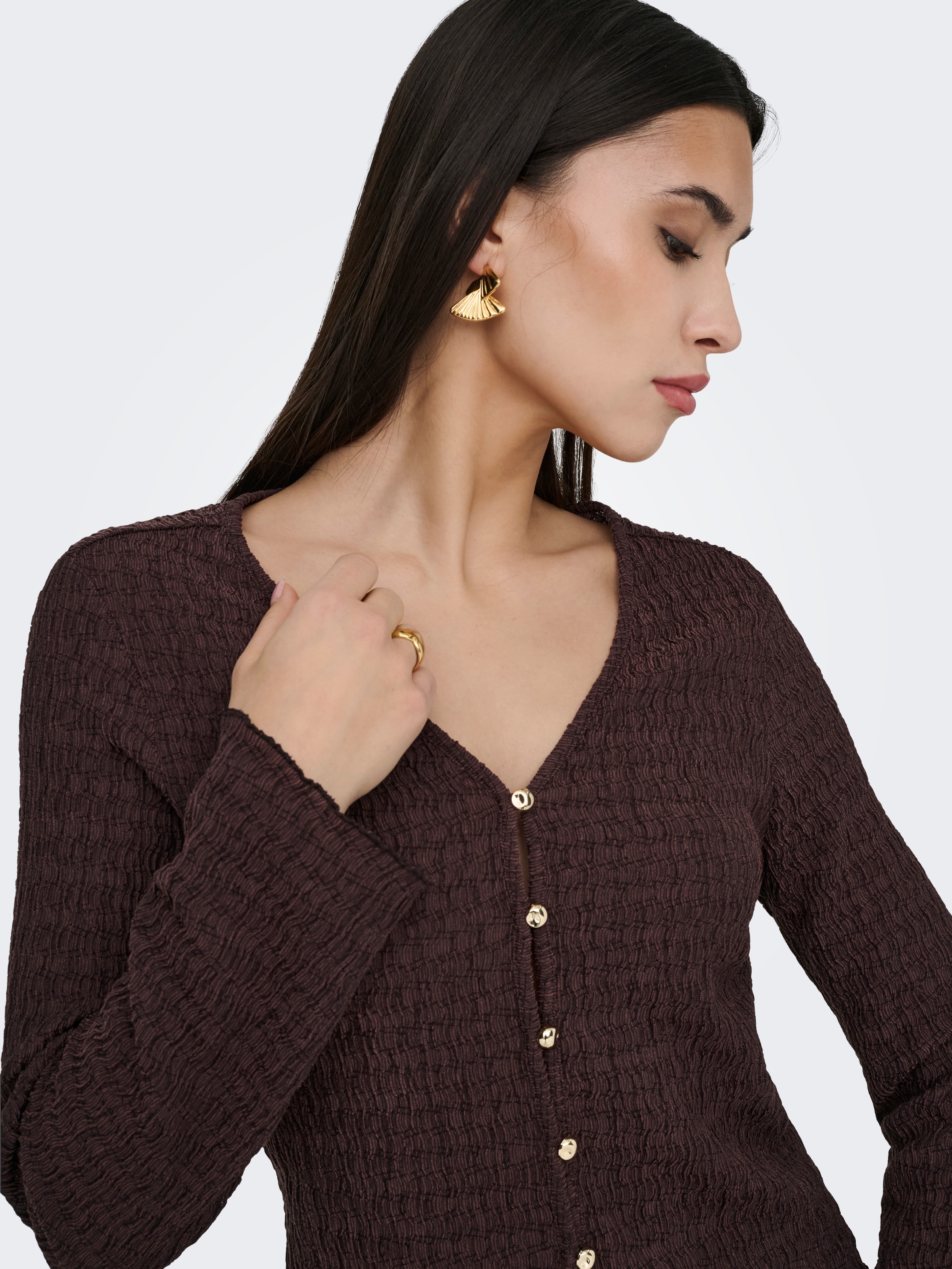 ONLY Strickjacke »ONLILSE L/S CARIDGAN STRUC JRS« Kunstfaser, V-Ausschnitt