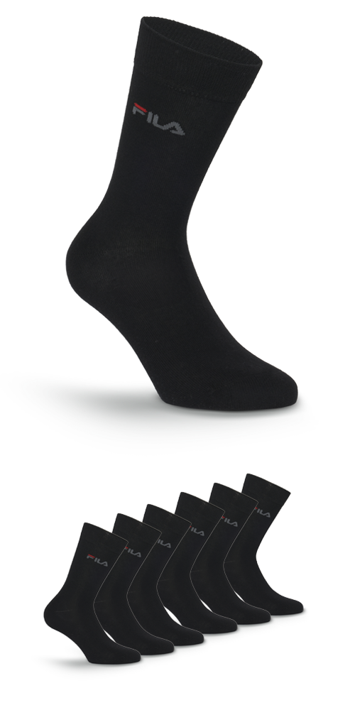 Fila Businesssocken »UNISEX LIFESTYLE PLAIN SOCKS« 6 Paar tlg. mit eingestrickem Logo in schwarz, Größe 39-42