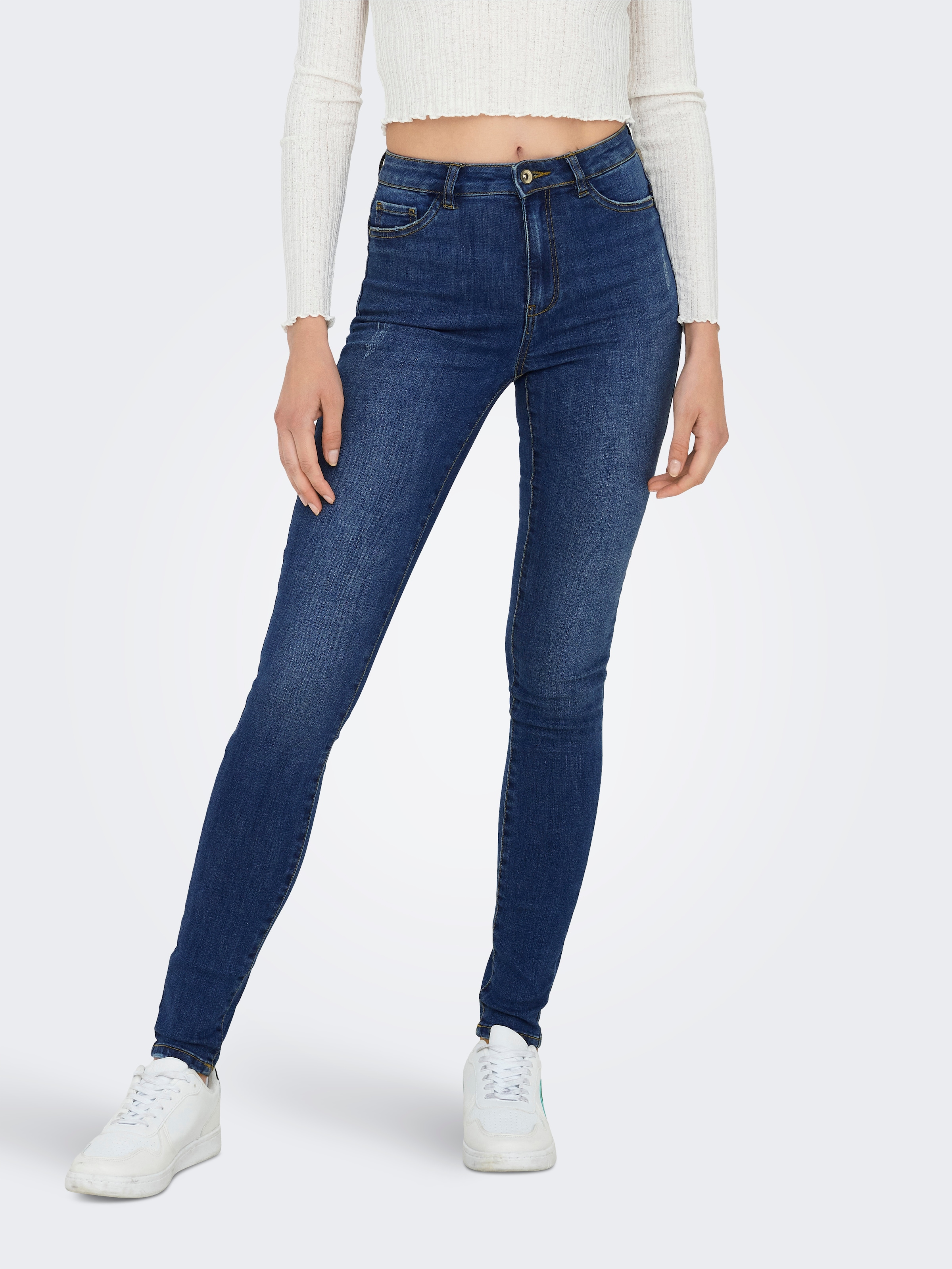 ONLY Skinny-fit-Jeans »ONLROSE – Skinny-Jeans mit hoher Taille und modischer Waschung« skinny fit, modisch, Denim, Baumwollmischung