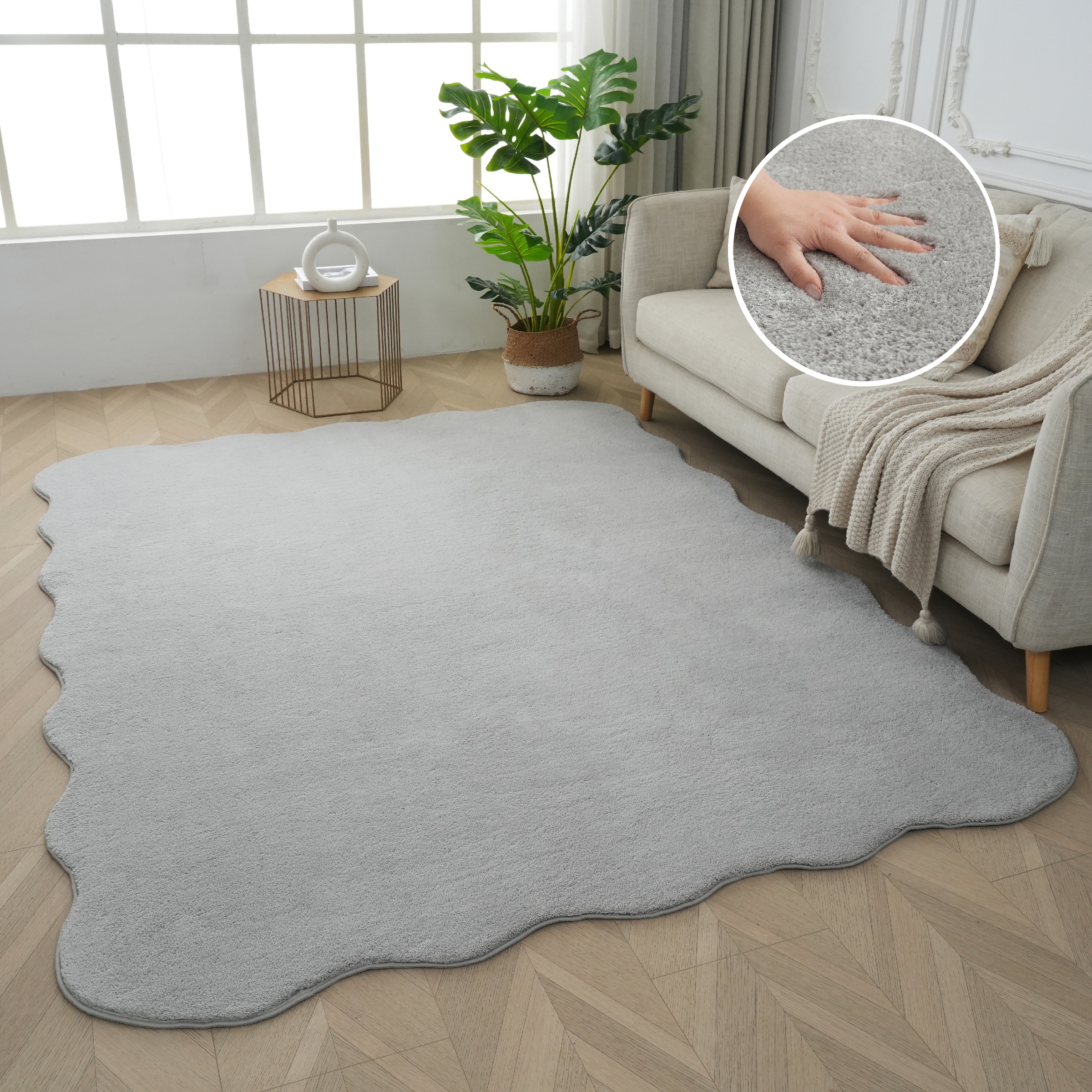 OTTO home Teppich »Cali, in Standard- und Premium-Qualität, 13 mm oder 16 mm Höhe« wellenförmig 16 mm Höhe Uni-Farben, kuschelig, & weich, waschbar, Wohnzimmer, Schlafzimmer