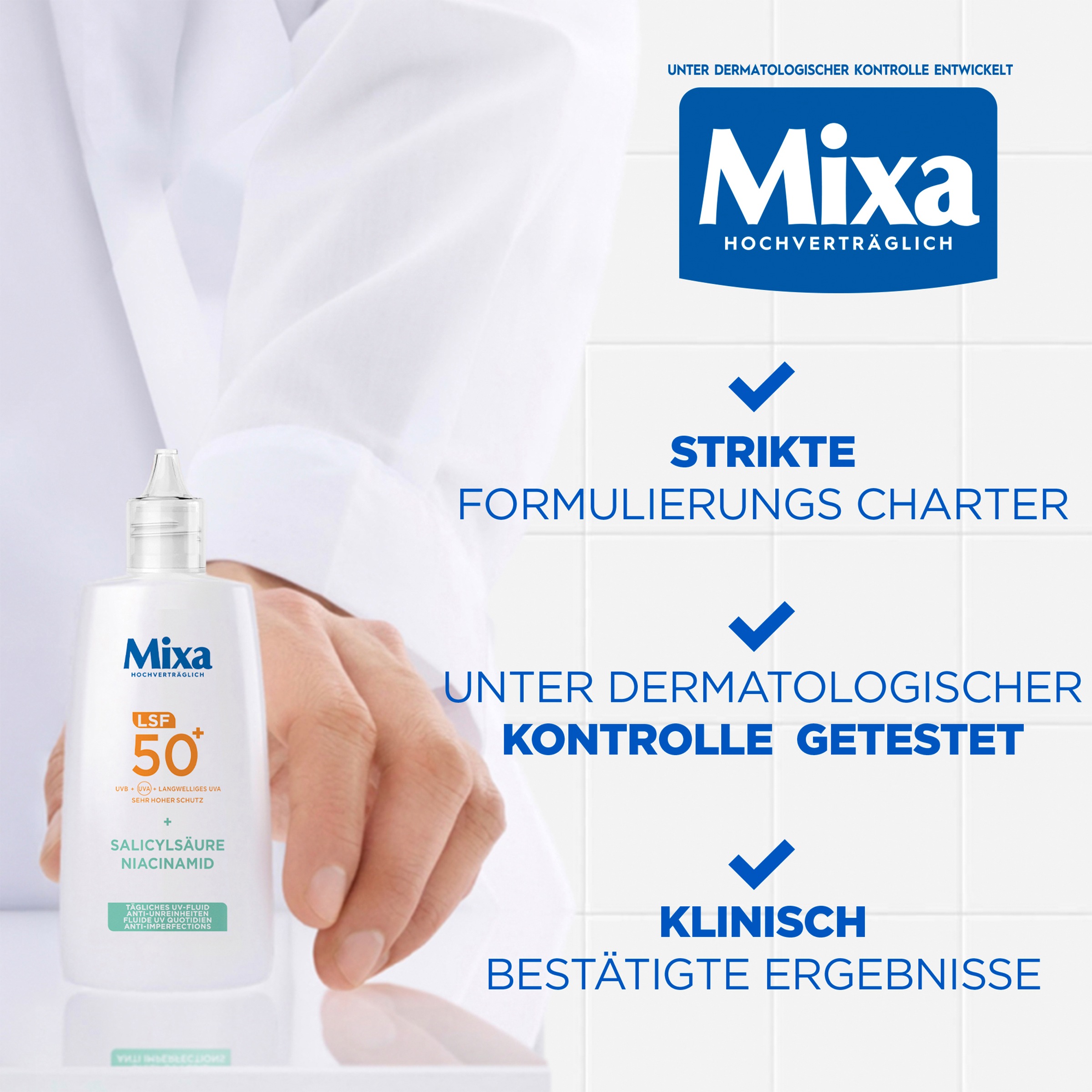 Mixa Gesichts-Reinigungsfluid »MIXA ANTI-UNREINHEITEN LSF50 + UV FLUID« mit Niacinamid