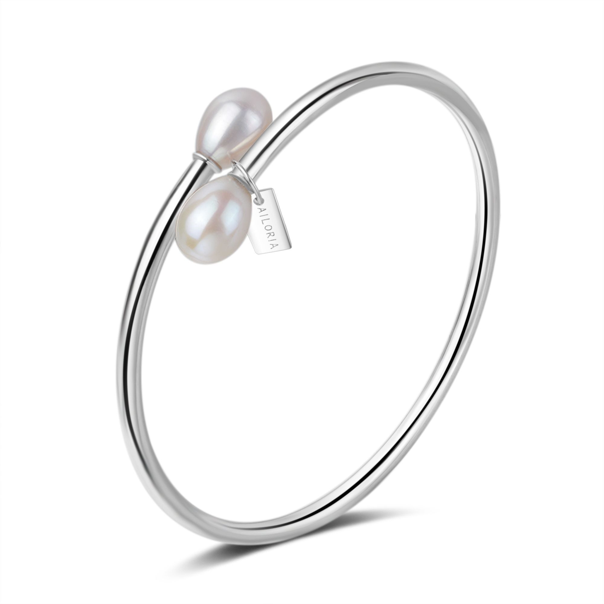 AILORIA Armband »Armreif Silber/weiße Perle MASA«