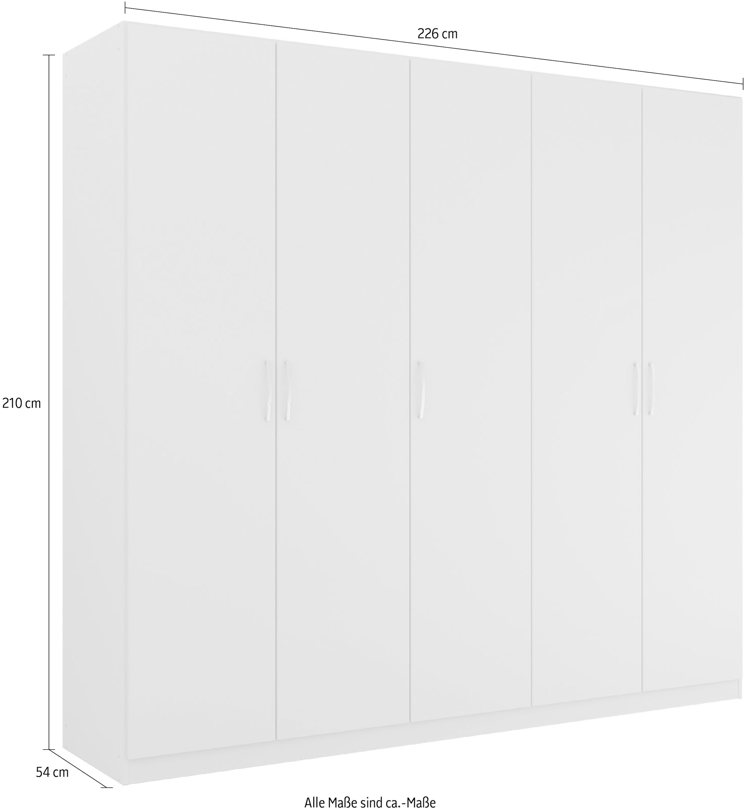 rauch Drehtürenschrank »Kleiderschrank Schrank Garderobe Ankleide PURE BY QUADRA SPIN« Breiten: 181/226/271 cm, Höhe 210 cm,  mit Spiegel, in puristischem Design, Griffe alufarben MADE IN GERMANY