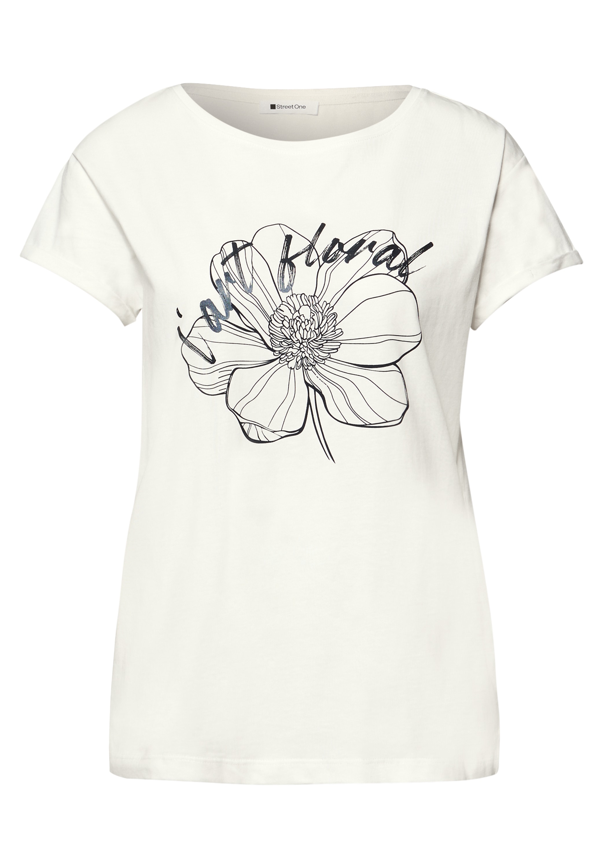 STREET ONE Rundhalsshirt Sommershirt mit floralem Artwork