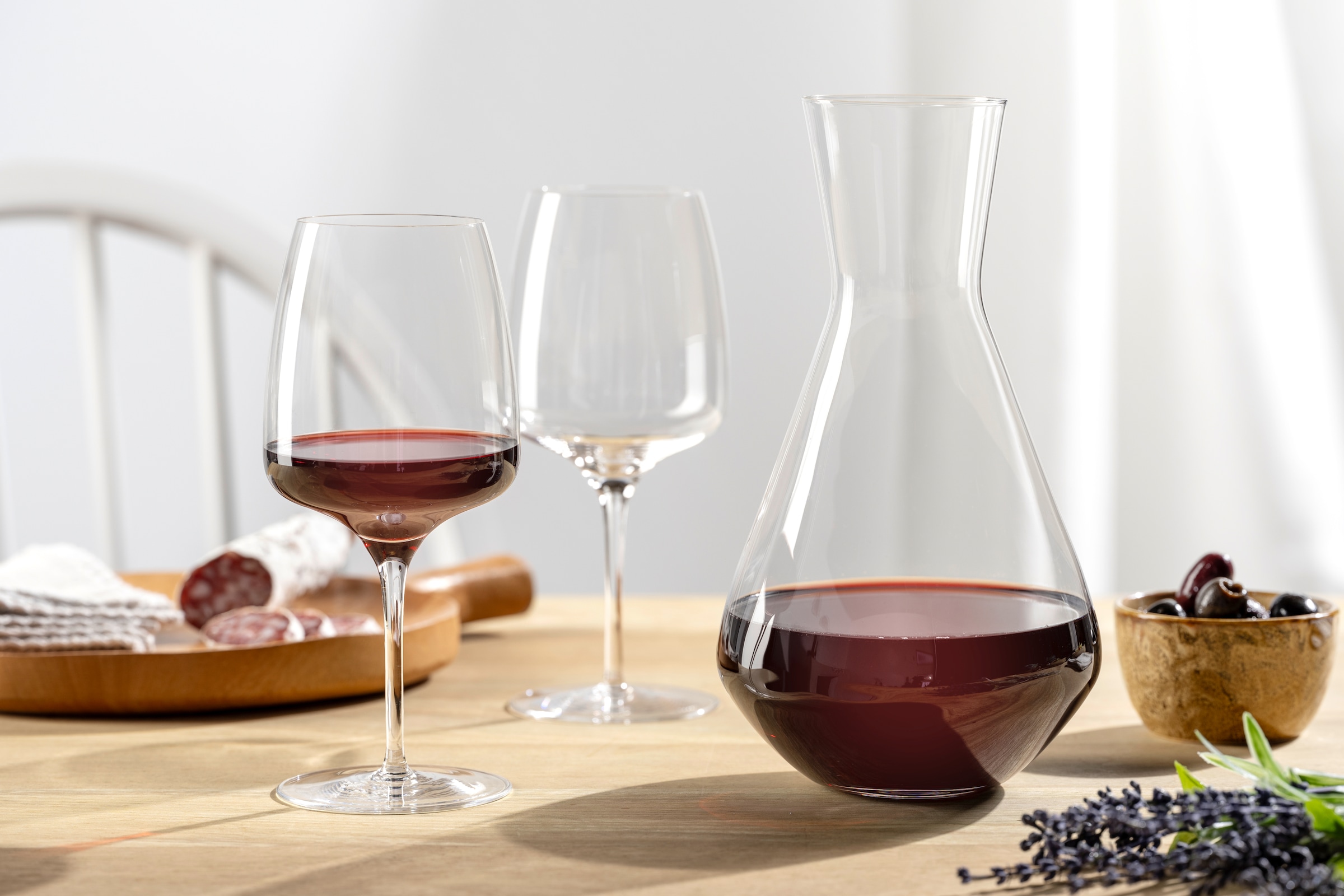 LEONARDO Gläser-Set »Wein-Set CESTI, 3-teilig«, (Set, 3 tlg., 2 Kelchgläser 500 ml, 1 Karaffe), 2 Kelchgläser 500 ml, 1 Karaffe, spülmaschinengeeignet