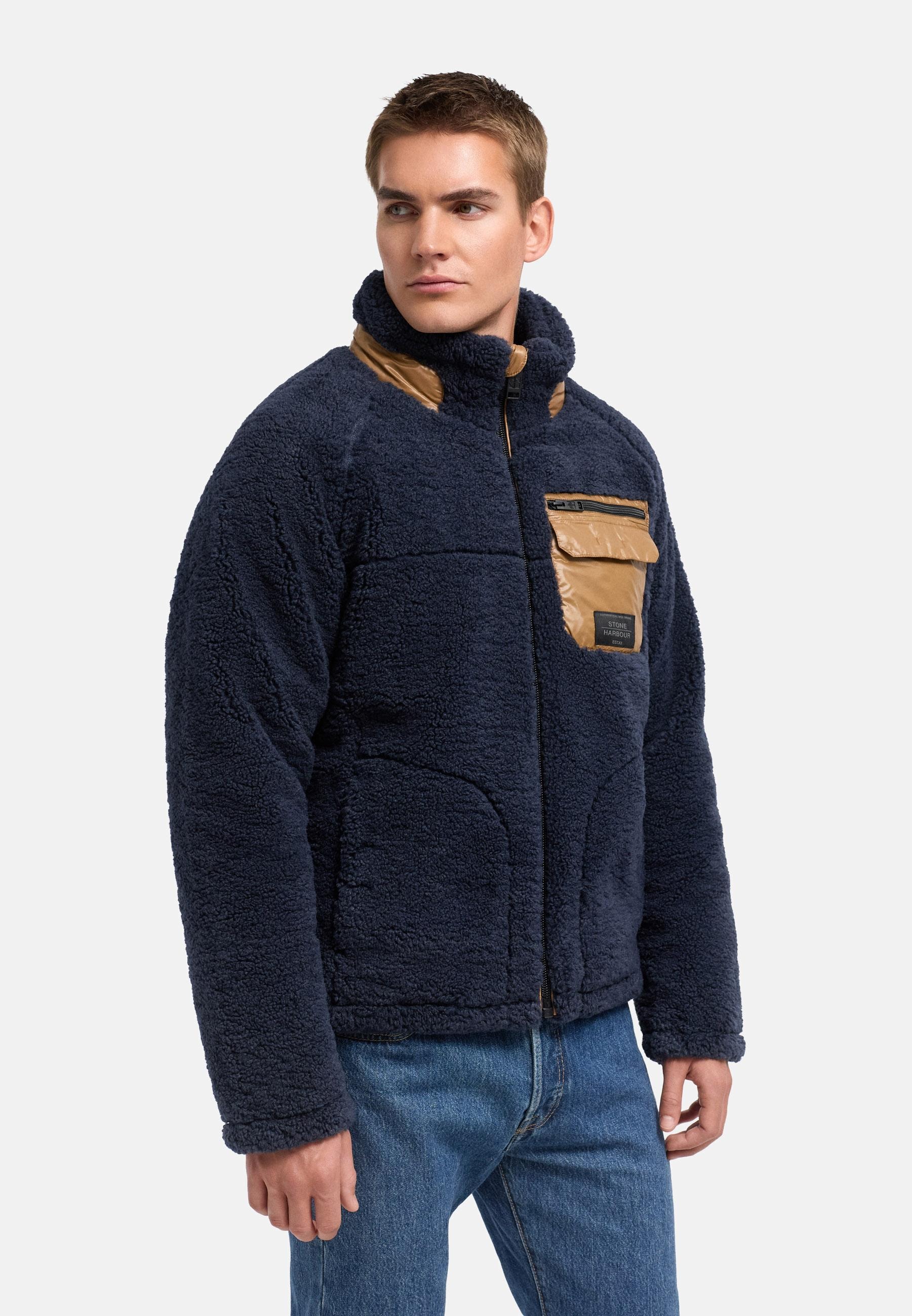 Stone Harbour Plüschjacke »Plüschjacke Sorees XX« ohne Kapuze Warme Herren Winterjacke aus weichem Teddy-Fleece