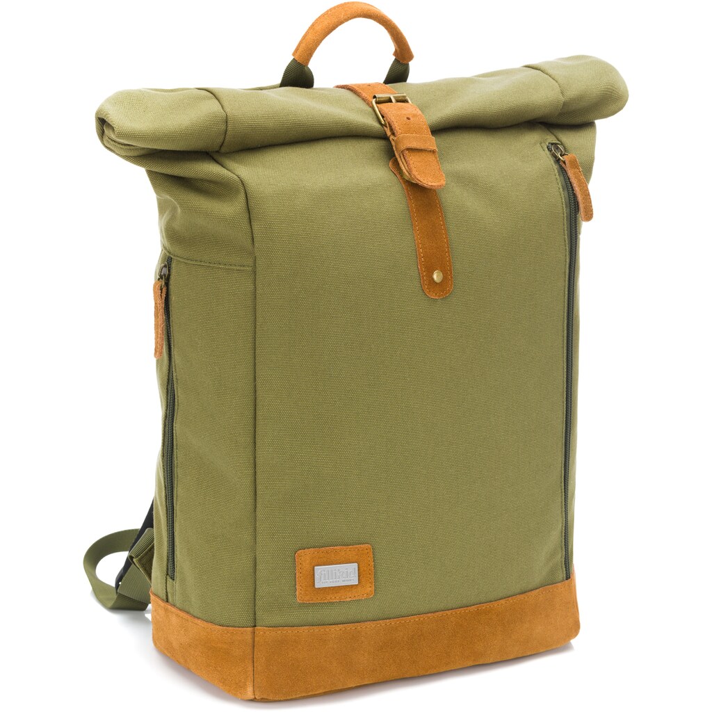 Fillikid Wickelrucksack »Wickelrucksack Rolltop Canvas olivgrün«