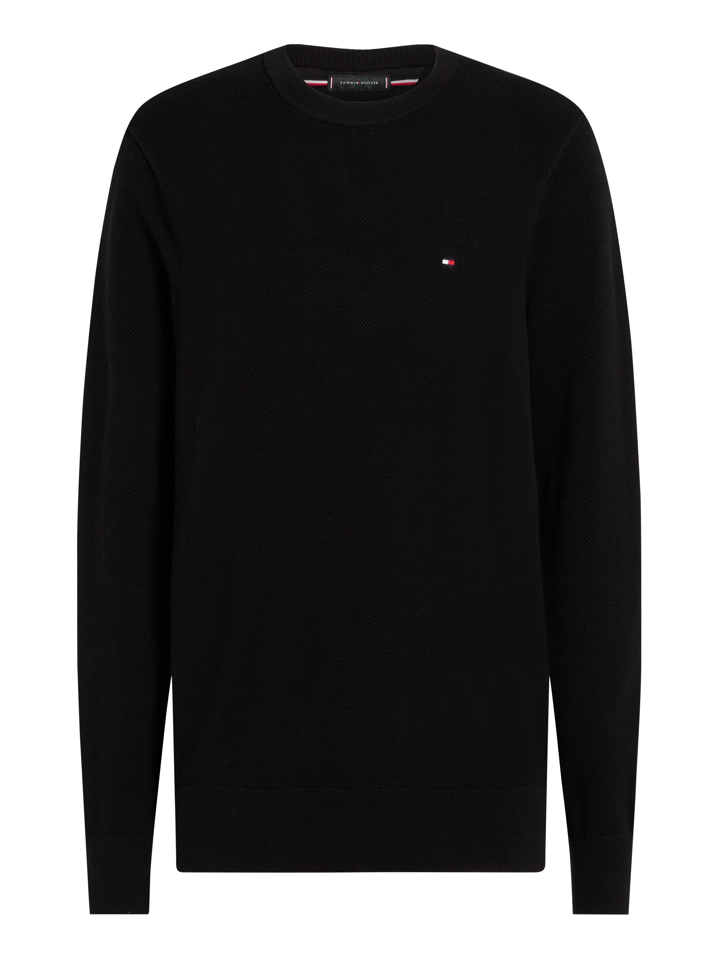 Tommy Hilfiger Rundhalspullover »ESSENTIAL STRUCTURE CREW NECK mit Struktur und Label«, unifarben, casual, regular fit, Baumwolle, Rundhals