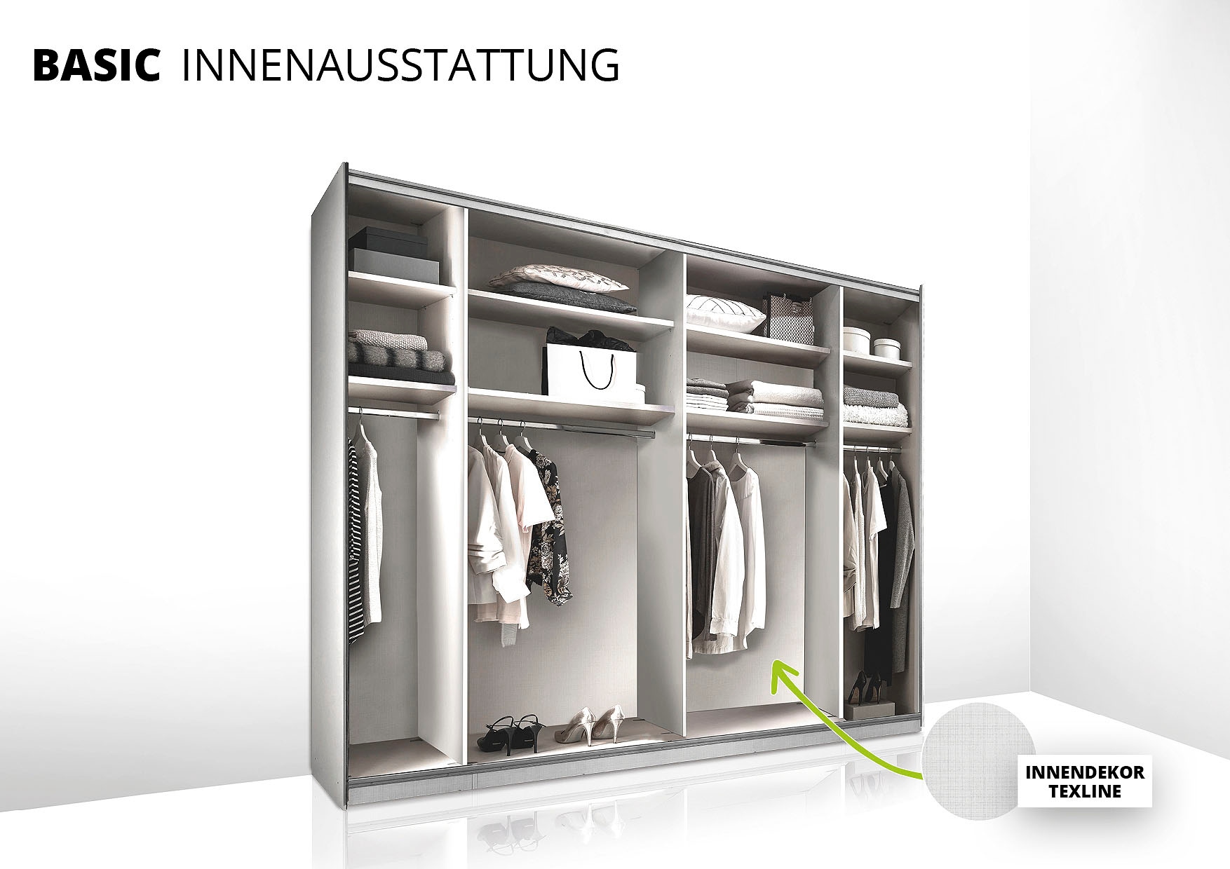 STAUD Schwebetürenschrank »Sonett 120, Made in Germany« mit vier verschiedenen Ausstattungsvarianten