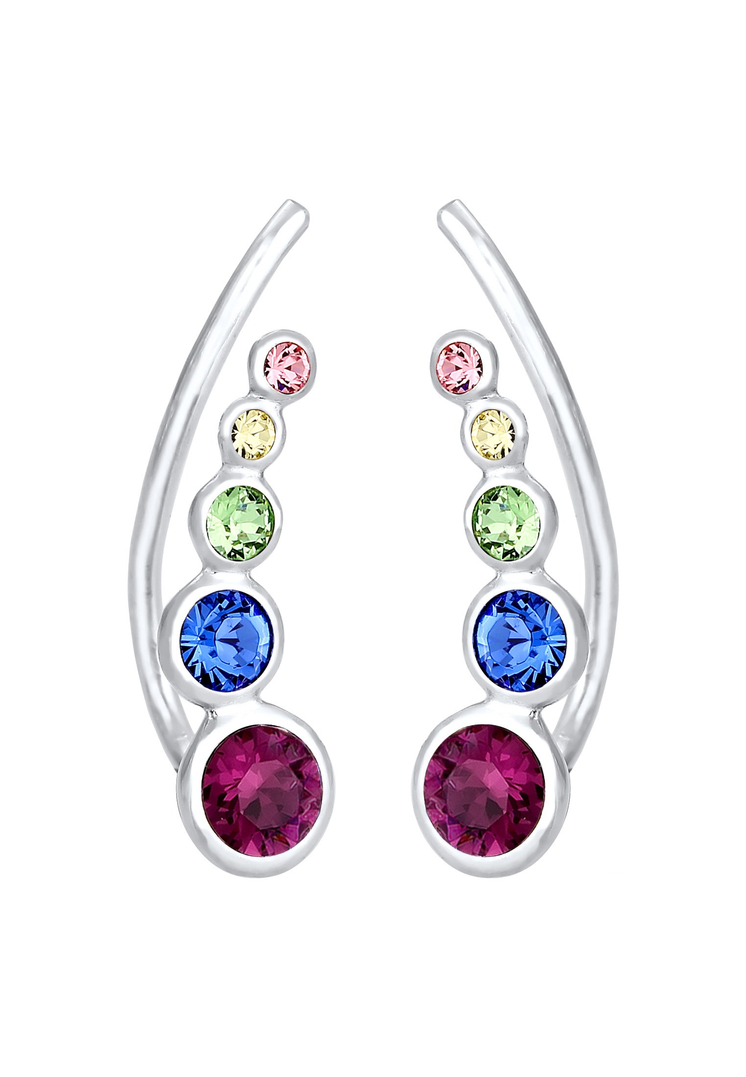 Elli Paar Ohrstecker »Ohrringe Earclimber Regenbogen Glas Kristalle 925 Sterling Silber«