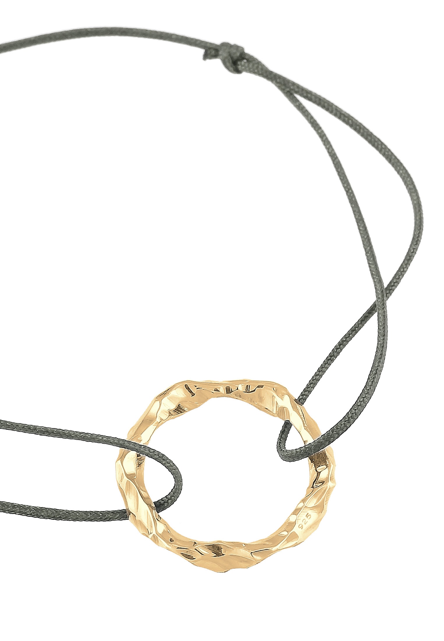 Elli Armkette »Armband Kreis Design Grau Nylon 925 Sterling Silber vergoldet«