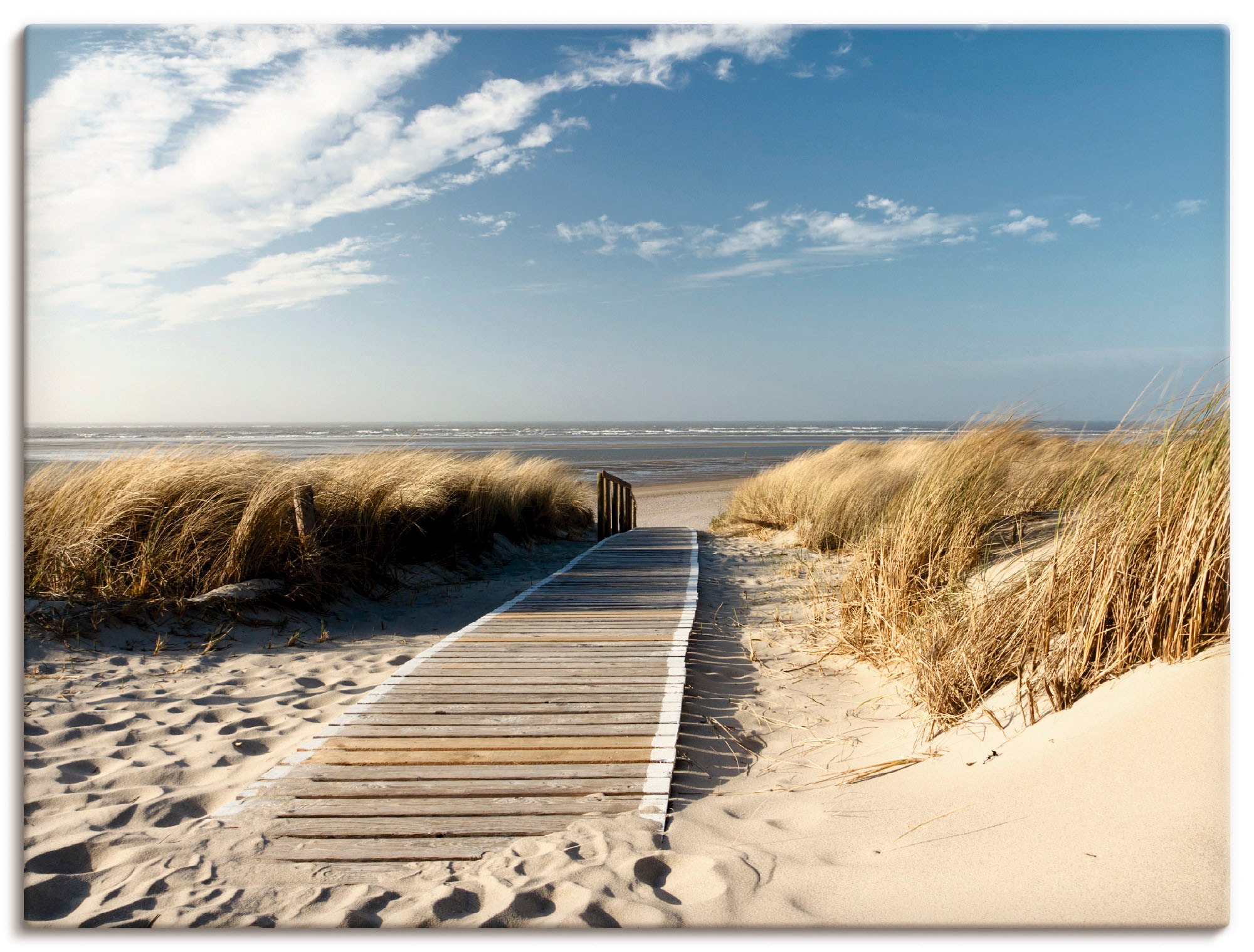 Artland Wandbild »Nordseestrand auf Langeoog Poster Wandaufkleber als im (1 versch. St.), oder Shop Größen Leinwandbild, - Alubild, in OTTO Strand, Steg«, Online kaufen