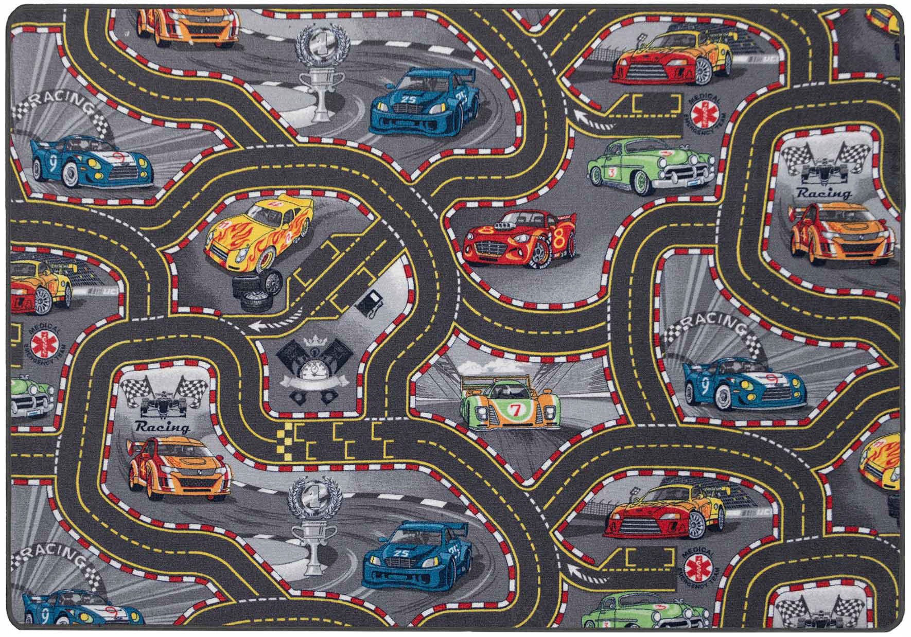 Primaflor-Ideen in Textil Kinderteppich »Spielteppich CARS«, rechteckig, 6,5 mm Höhe, Kurzflor, Straßen-Spiel-Teppich, Motiv Autos, Kinderzimmer