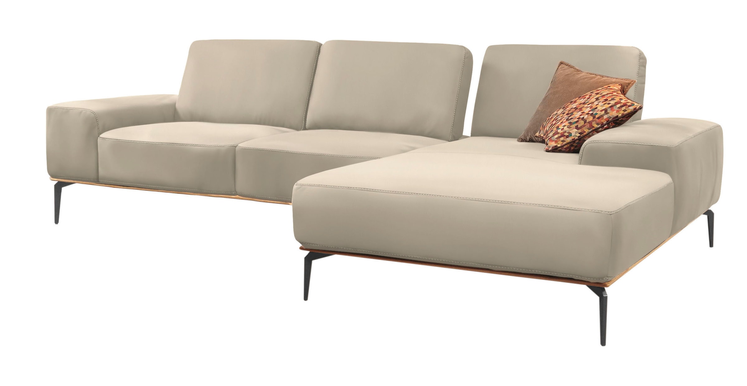 W.SCHILLIG Ecksofa »run, Designsofa mit tollem Sitzkomfort, bequem, L-Form«, mit Holzsockel, Füße in Schwarz pulverbeschichtet, Breite 319 cm