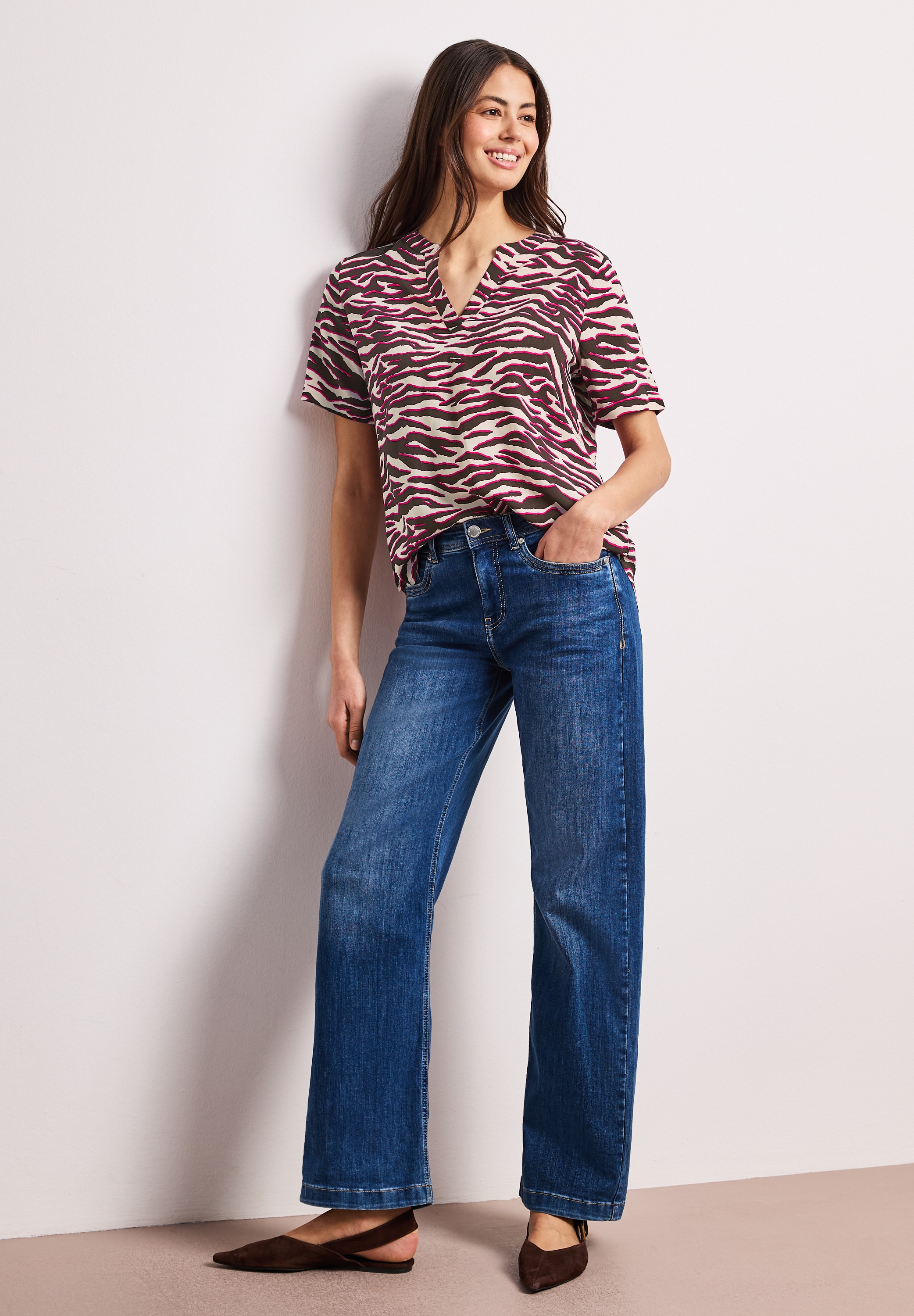 STREET ONE Druckbluse Sommerbluse mit Split Neck und Print