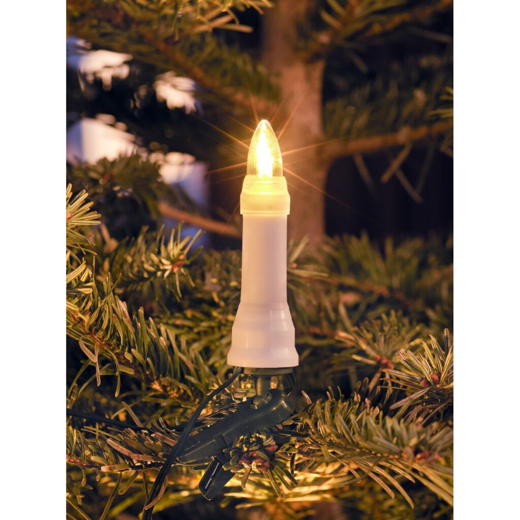KONSTSMIDE LED-Christbaumkerzen »Weihnachtsdeko aussen, Christbaumschmuck«, Topbirnen, One String, 25 warm weiße Dioden