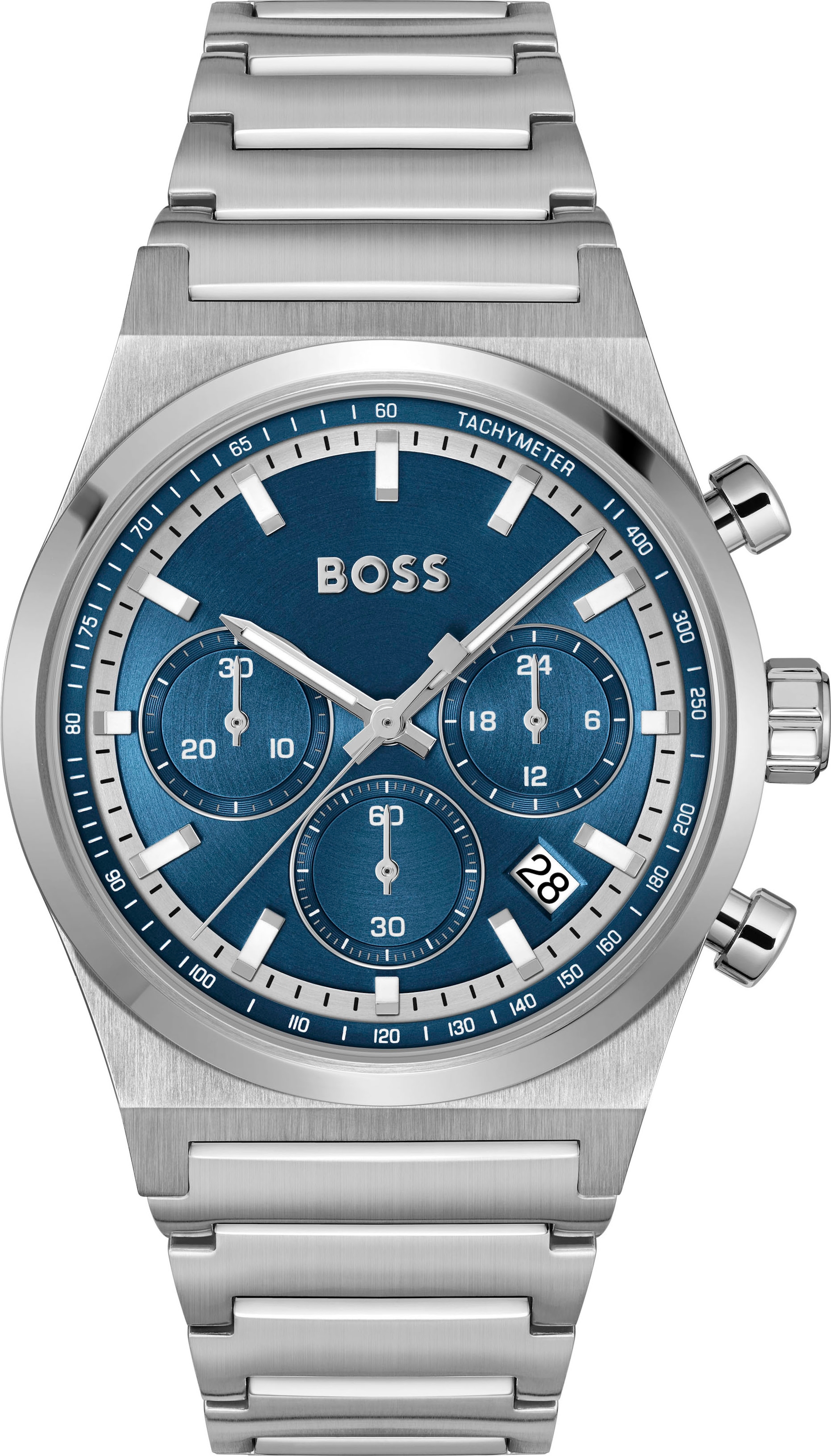 BOSS Chronograph »CANDOR CHRONO« Quarzuhr, Armbanduhr, Herrenuhr, Edelstahlarmband, analog, Tag