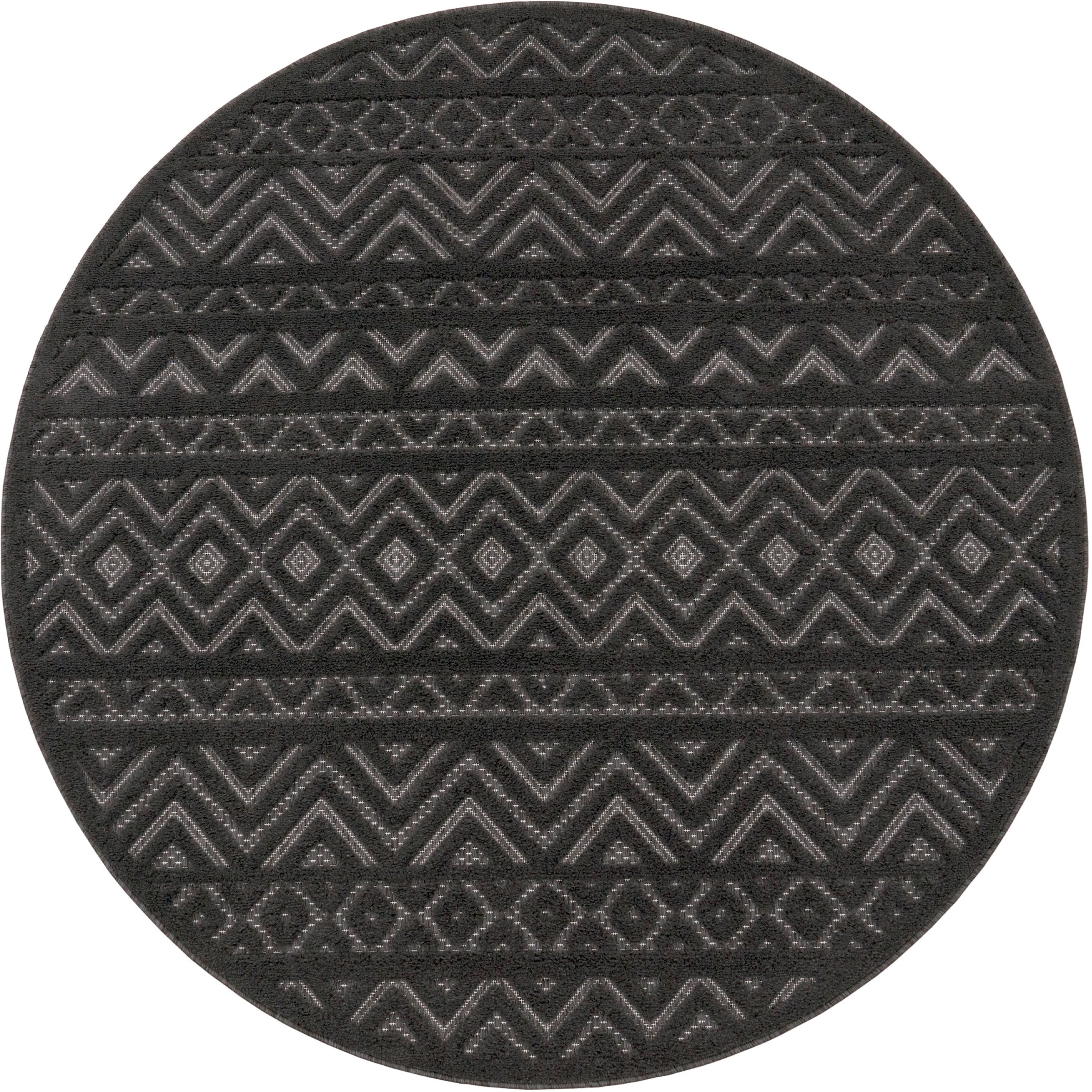 Paco Home »Livorno 673« rund 14 mm Höhe Uni-Farben, Scandi, Rauten Muster, Hoch-Tief Effekt, Outdoor geeignet