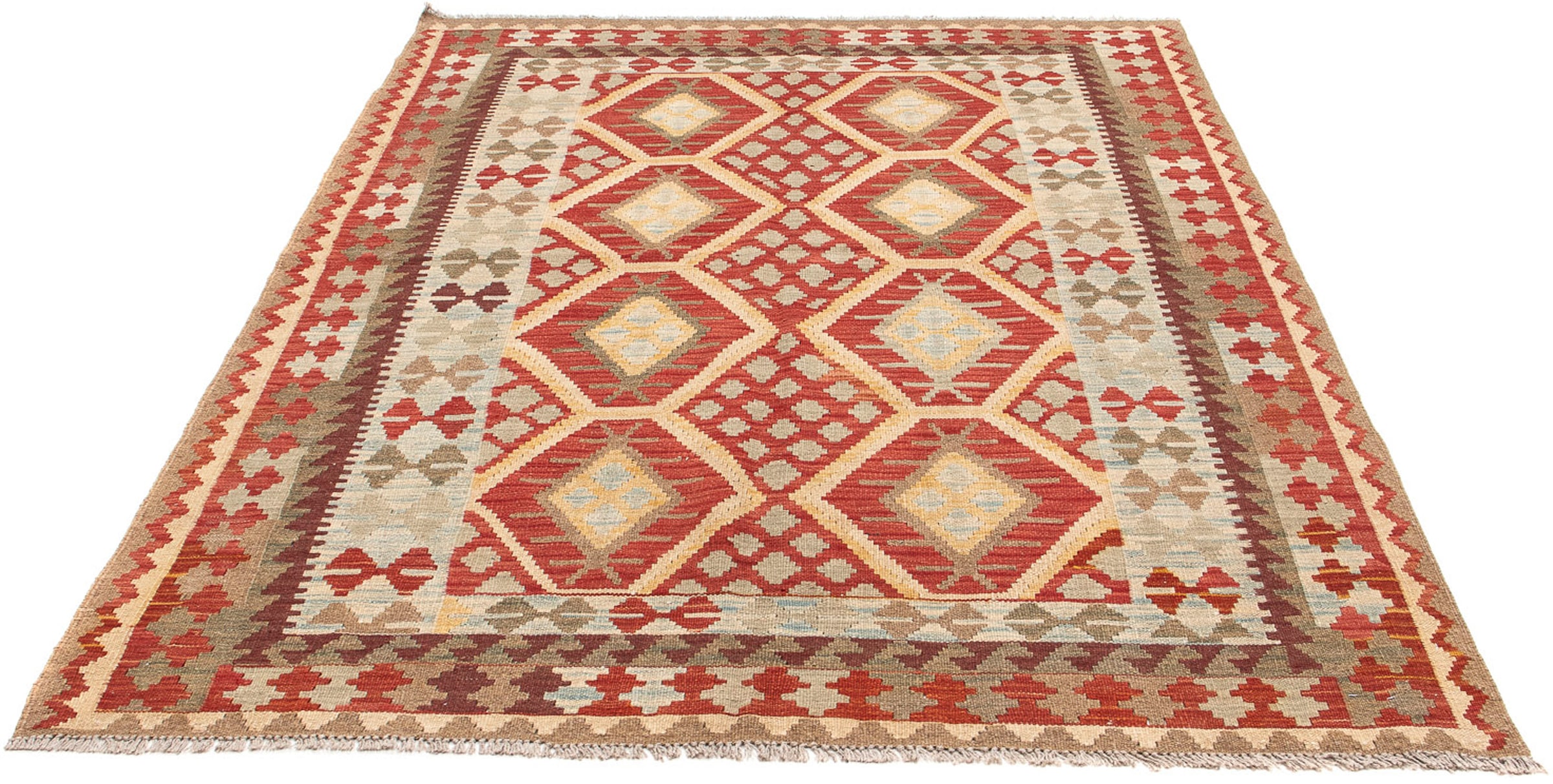 Wollteppich »Kelim - Oriental - 199 x 149 cm - mehrfarbig«, rechteckig, 4 mm Höhe,...