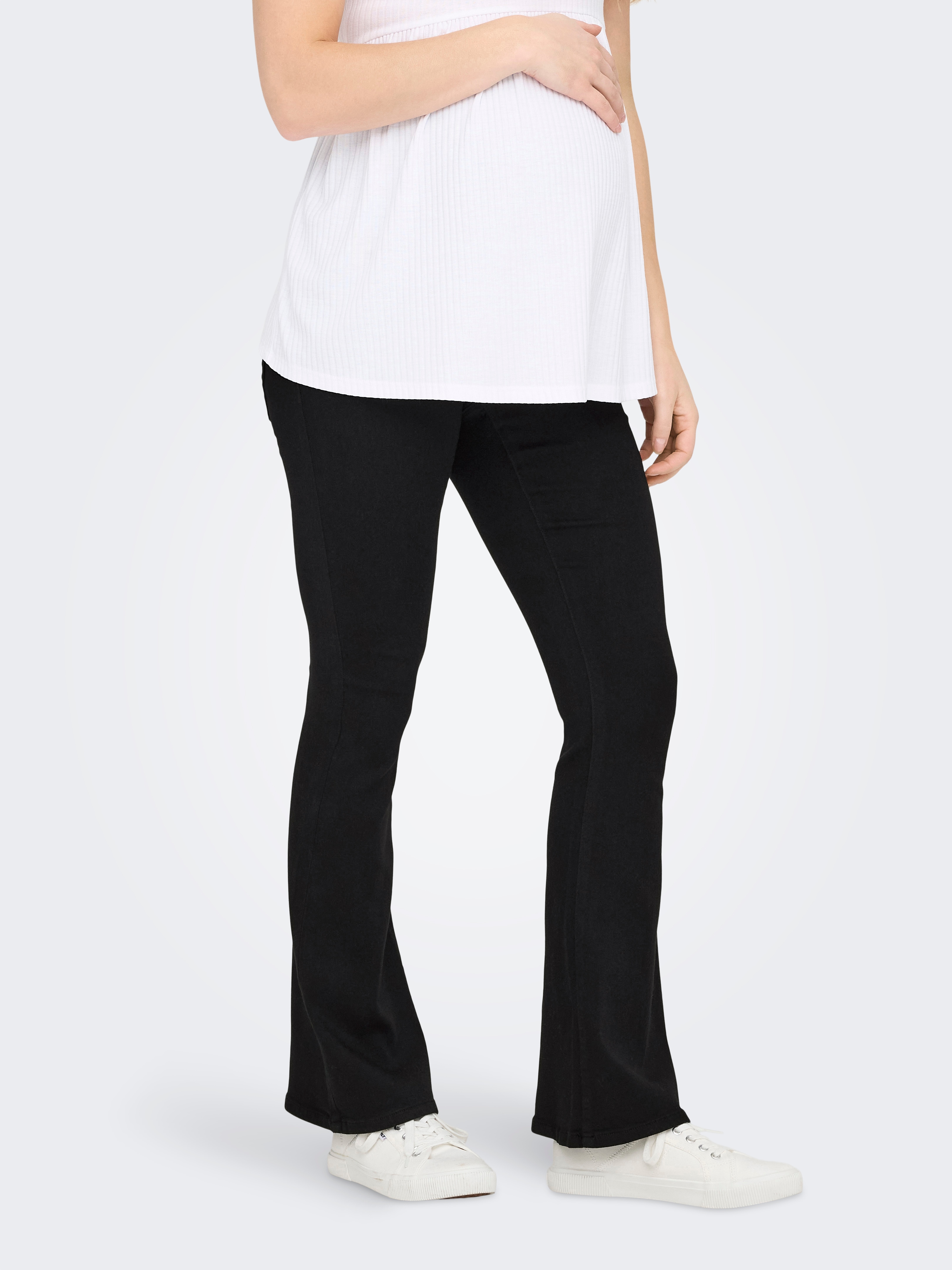 Only Maternity Damen Push-up-Jeans »OLMRAIN LIFE REG PUSH UP FLARED NOOS« in schwarz, Größe M (38)