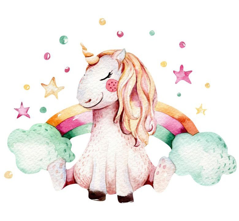 Wall-Art Wandtattoo »Einhorn sitzt vor Regenbogen«, (1 St.)