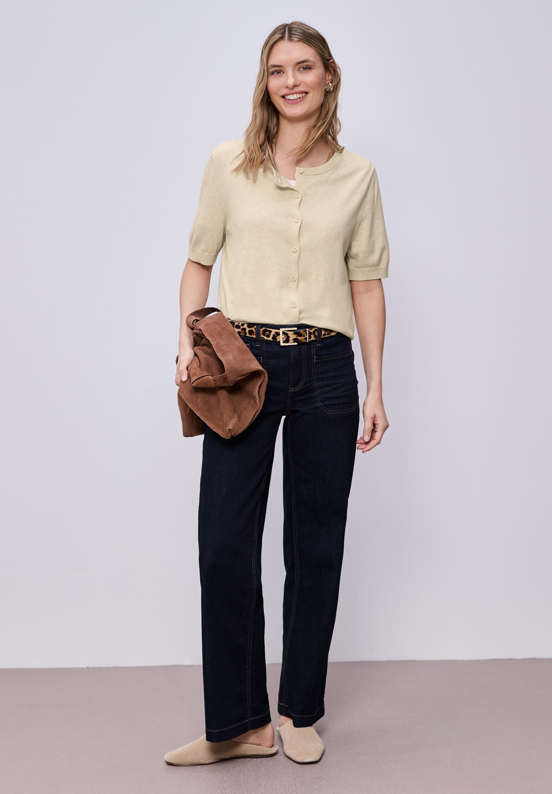 STREET ONE Cardigan Kurzarm-Cardigan mit Rundhals