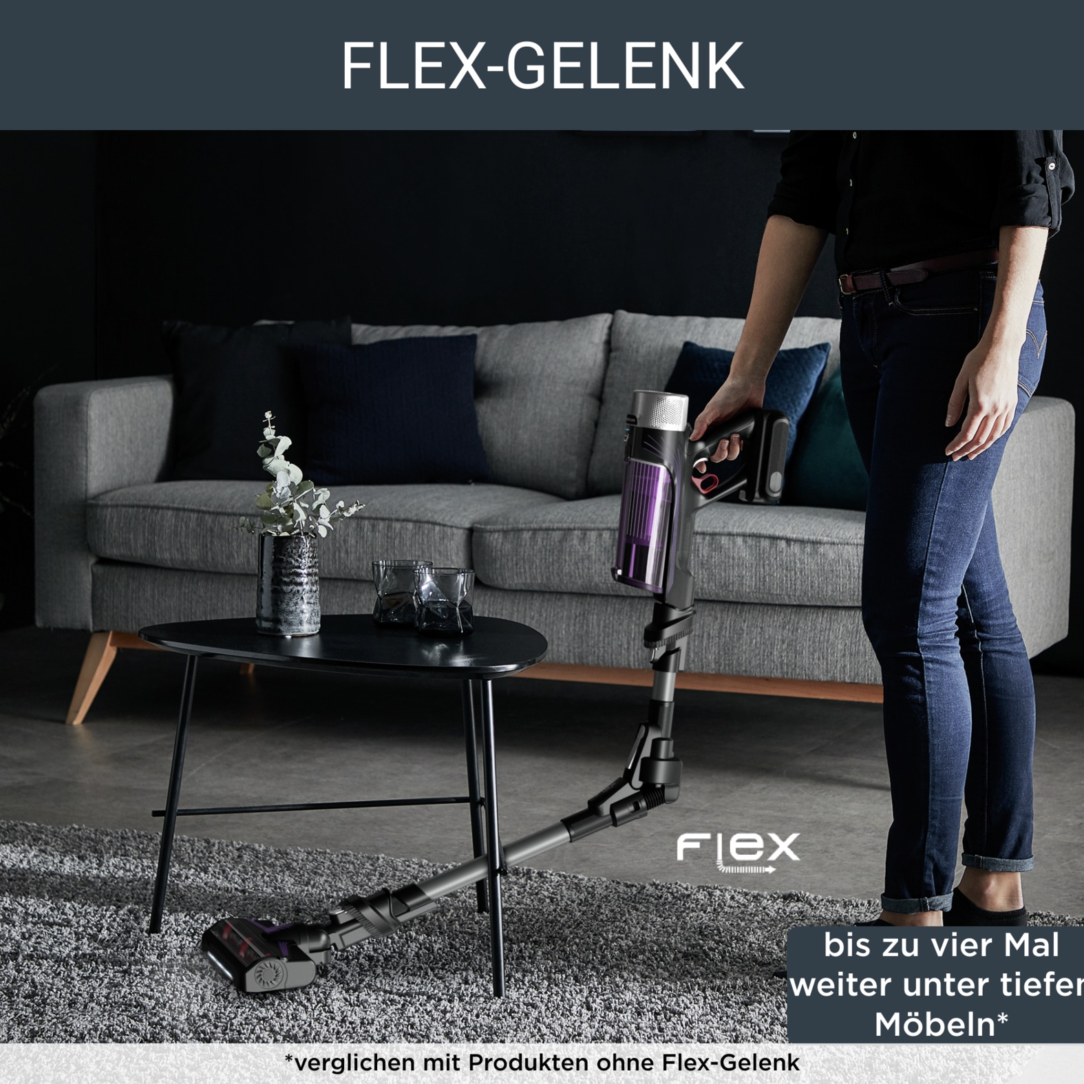 Rowenta Akku-Hand-und Stielstaubsauger »X-Force Flex 9.60 Allergy, kabellos, bis zu 100 Air Watt, ultraleicht«, hohes Fassungsvermögen, Flex-Gelenk, lange Betriebsdauer, RH203A