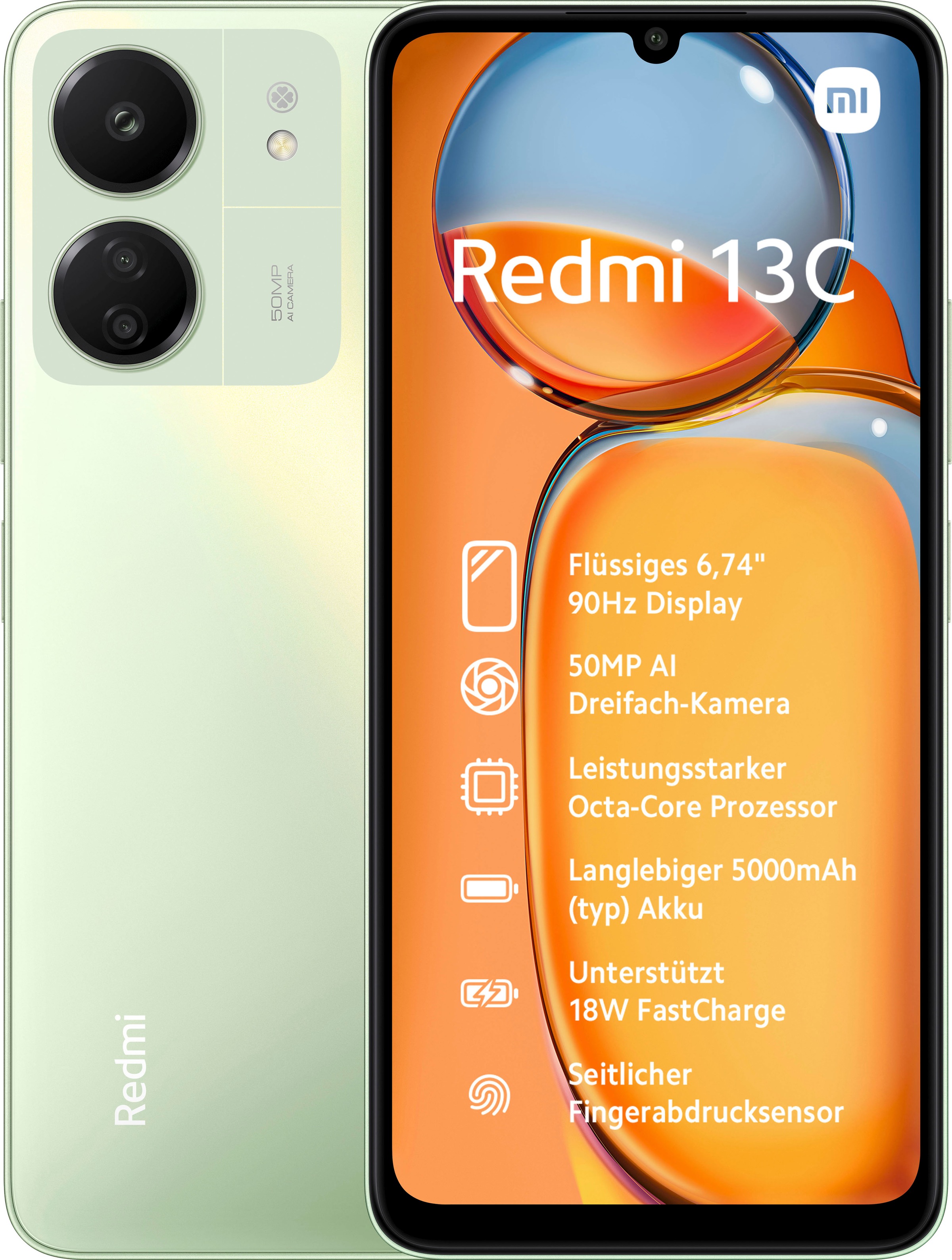 Xiaomi Smartphone »Redmi 13C 8GB+256GB«, 17,1 50 jetzt bei MP kaufen Speicherplatz, GB Zoll, OTTO Kamera cm/6,74 256 Hellgrün