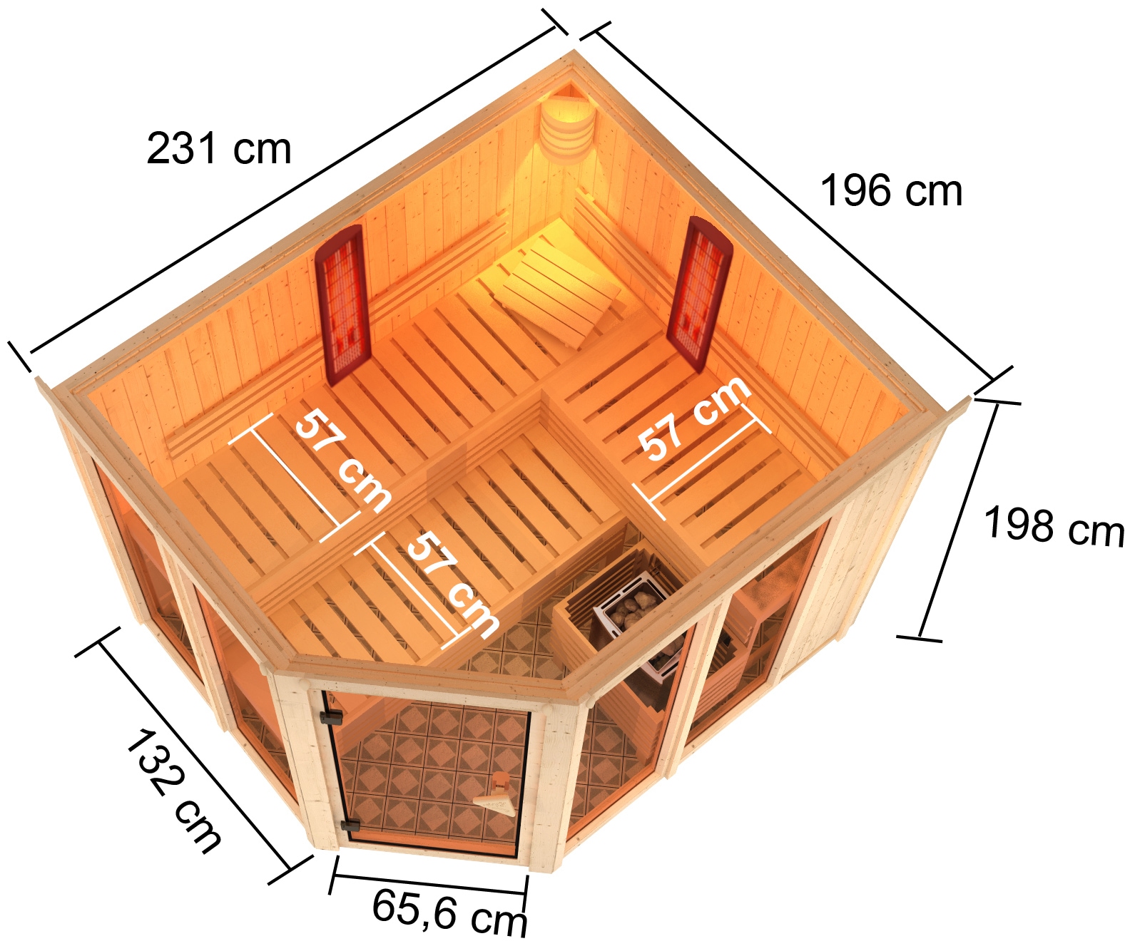 Karibu Sauna »Avril« Set,  Ofen 9 kW Bio externe Strg easy