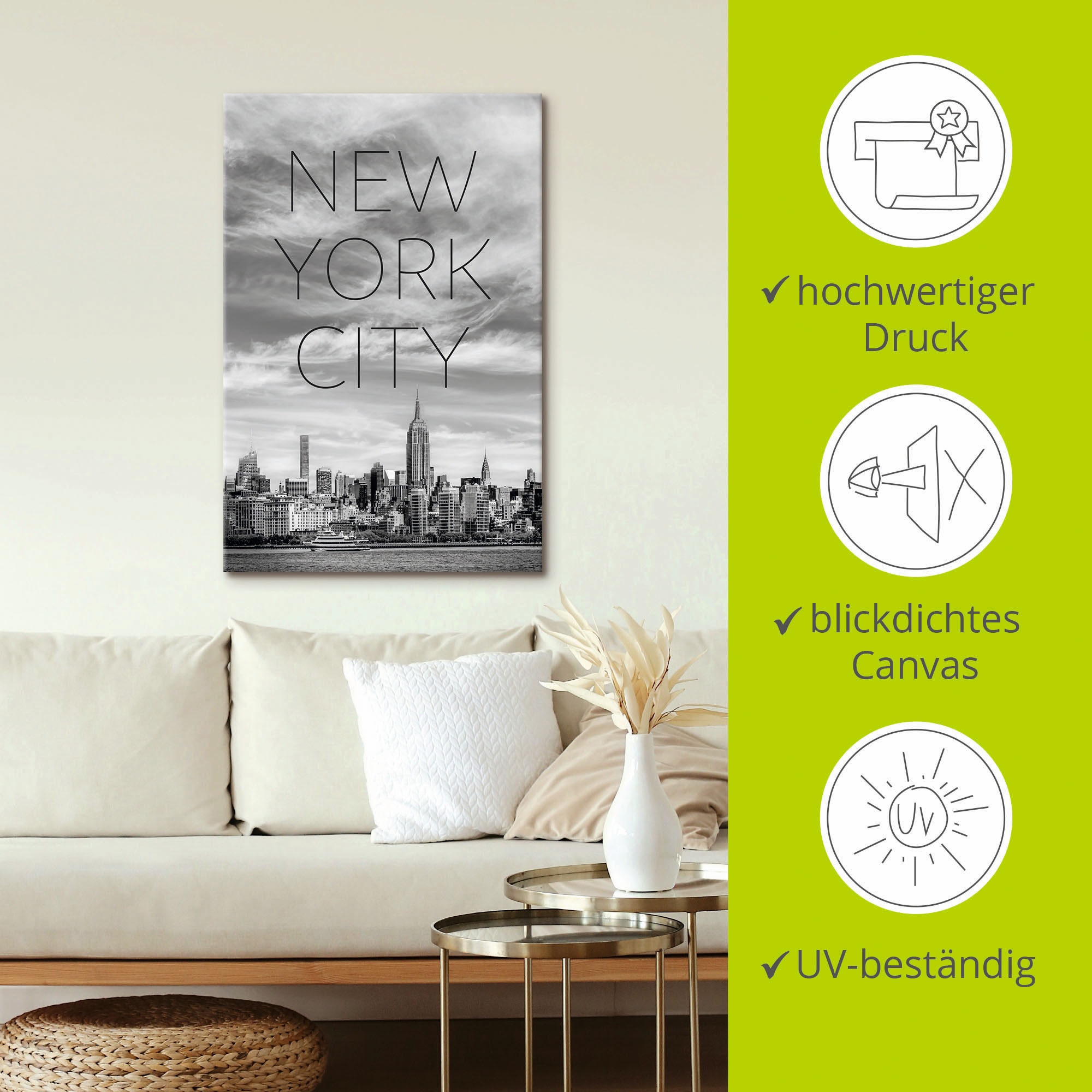 (1 verschied. »NYC Shop kaufen Online Wandbild Manhattan«, St.), Artland als Midtown Leinwandbild, New OTTO Poster York, in im Größen