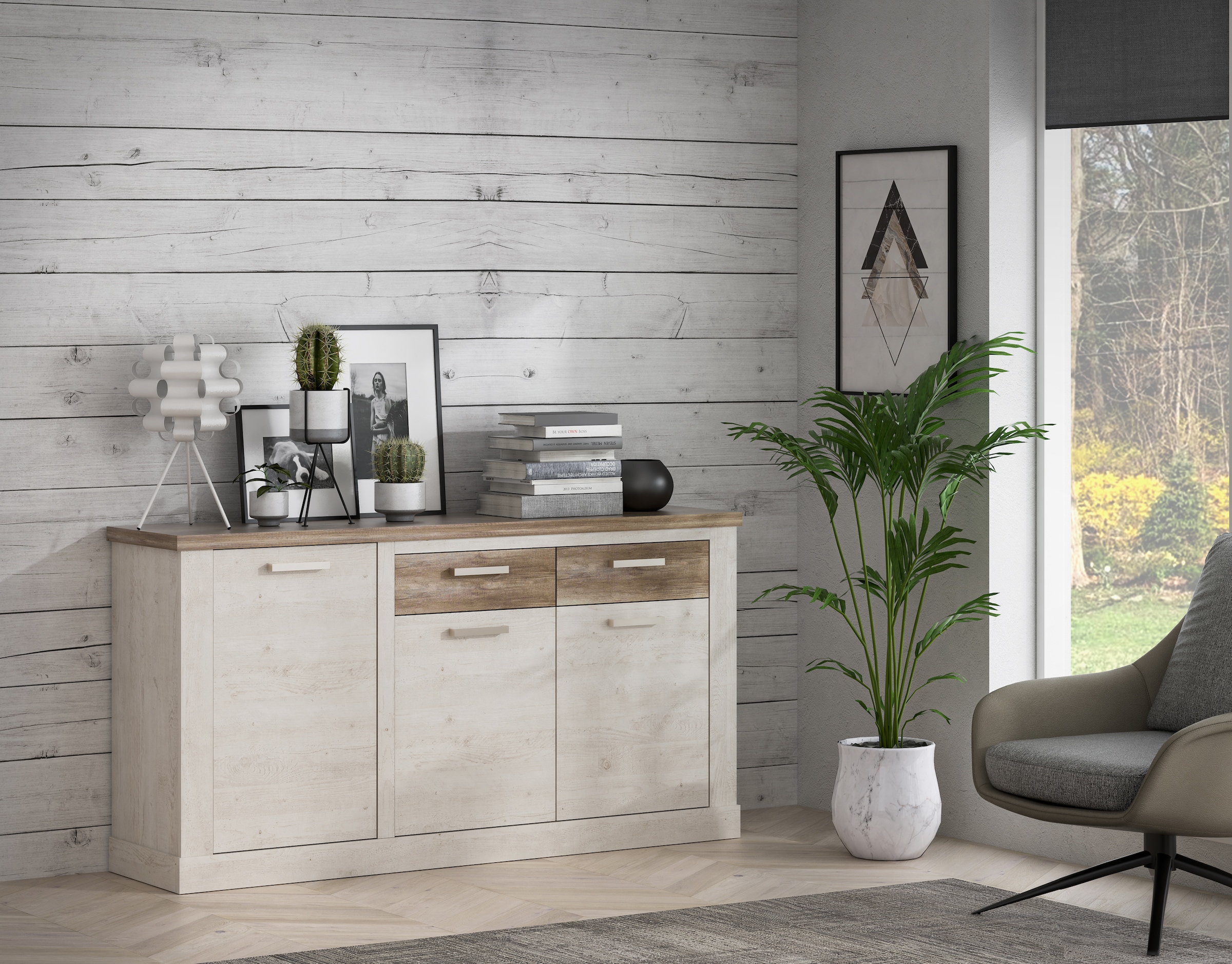 FORTE Sideboard »Duro«, mit Türen und Schubladen, im Landhausstil, Breite 172,2 cm