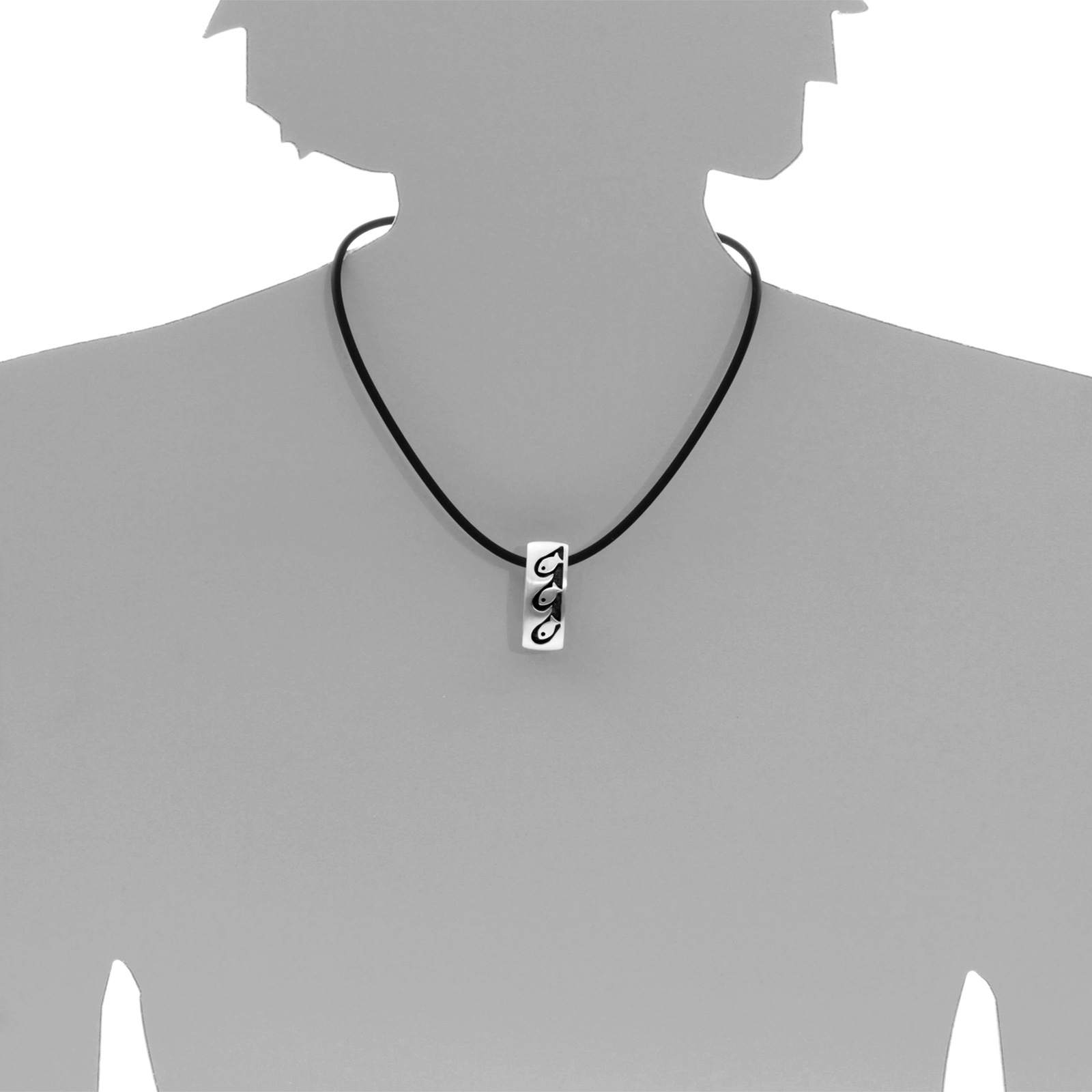 OSTSEE-SCHMUCK Kette mit Anhänger »- Fisch - Kautschukreif - Silber 925/000 -,«