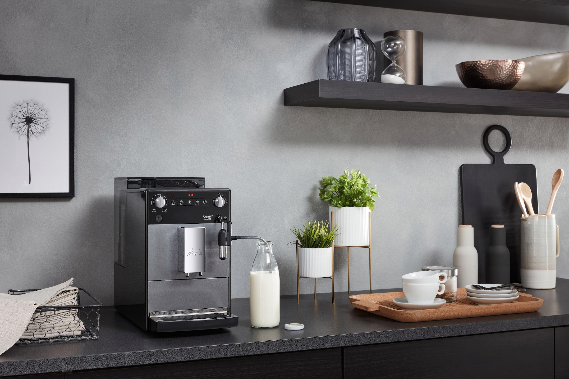 Melitta Kaffeevollautomat »Avanza® F270-100 Mystic Titan«, Kompakt, aber XL Wassertank & XL Bohnenbehälter, Milchschaum-System