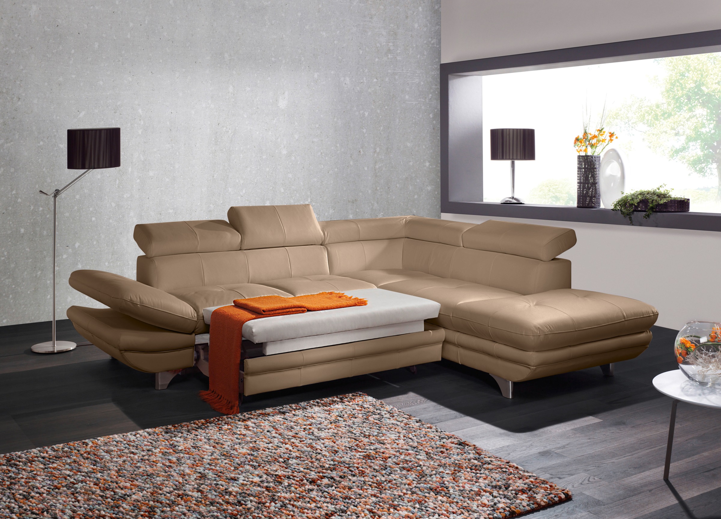 COTTA Ecksofa »Enterprise L-Form«, mit Arm- & Kopfteilverstellung, wahlweise mit Bettfunktion