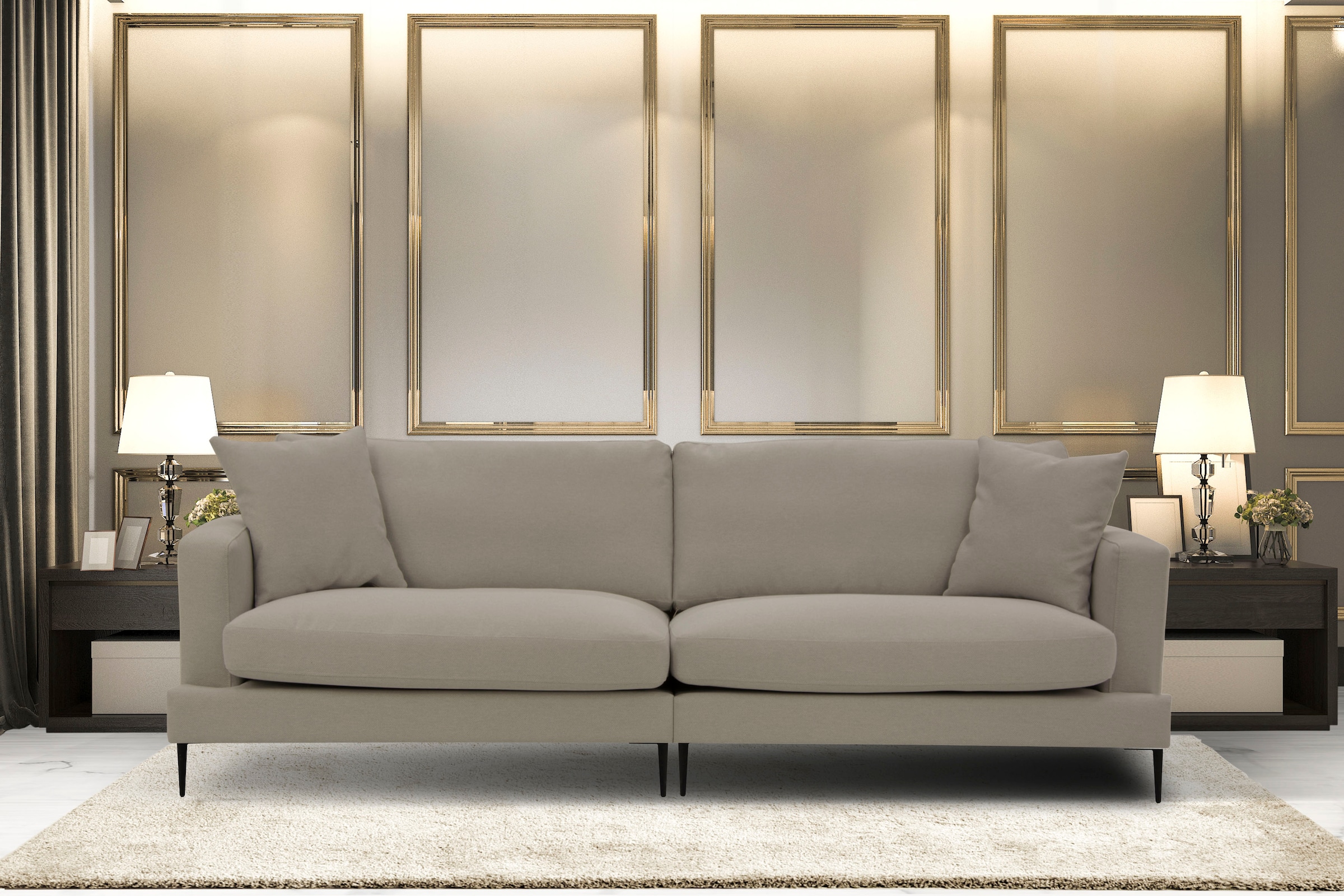 Leonique Big-Sofa »Cozy«, mit losen Kissen und Metallbeinen kaufen bei OTTO