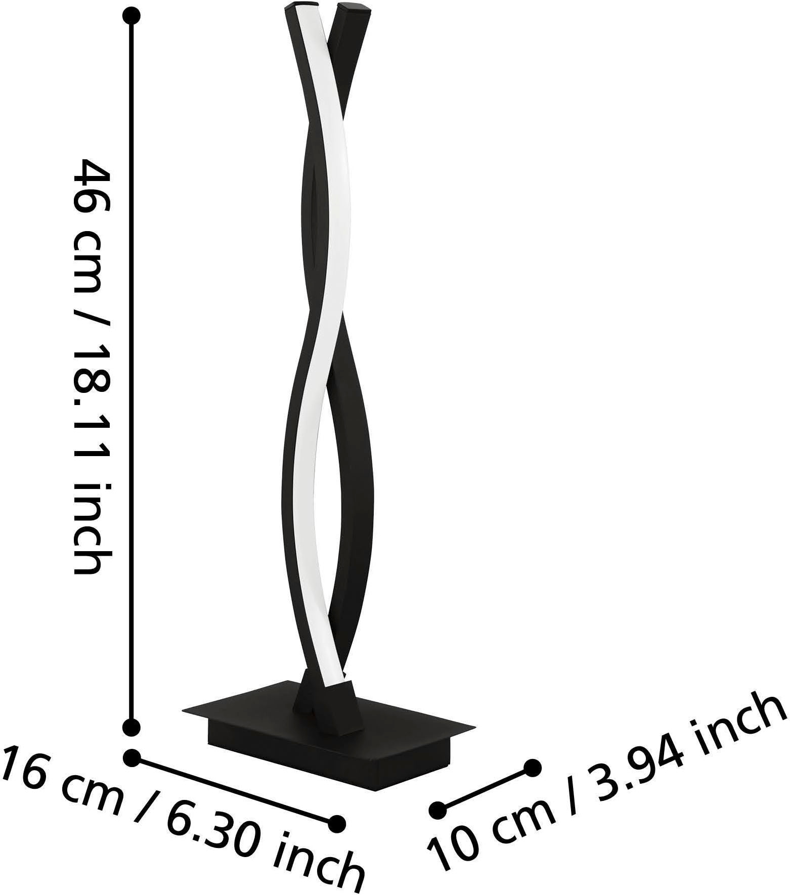 EGLO Tischleuchte »Lasana 3 Tischlampe, Wohnzimmerlampe, Stahl, Aluminum und Kunststoff« LED-Modul 1 Stk. Warmweiß Tischleuchte - L16 x B10 x H46 cm - schwarz - 11,5W inkl.