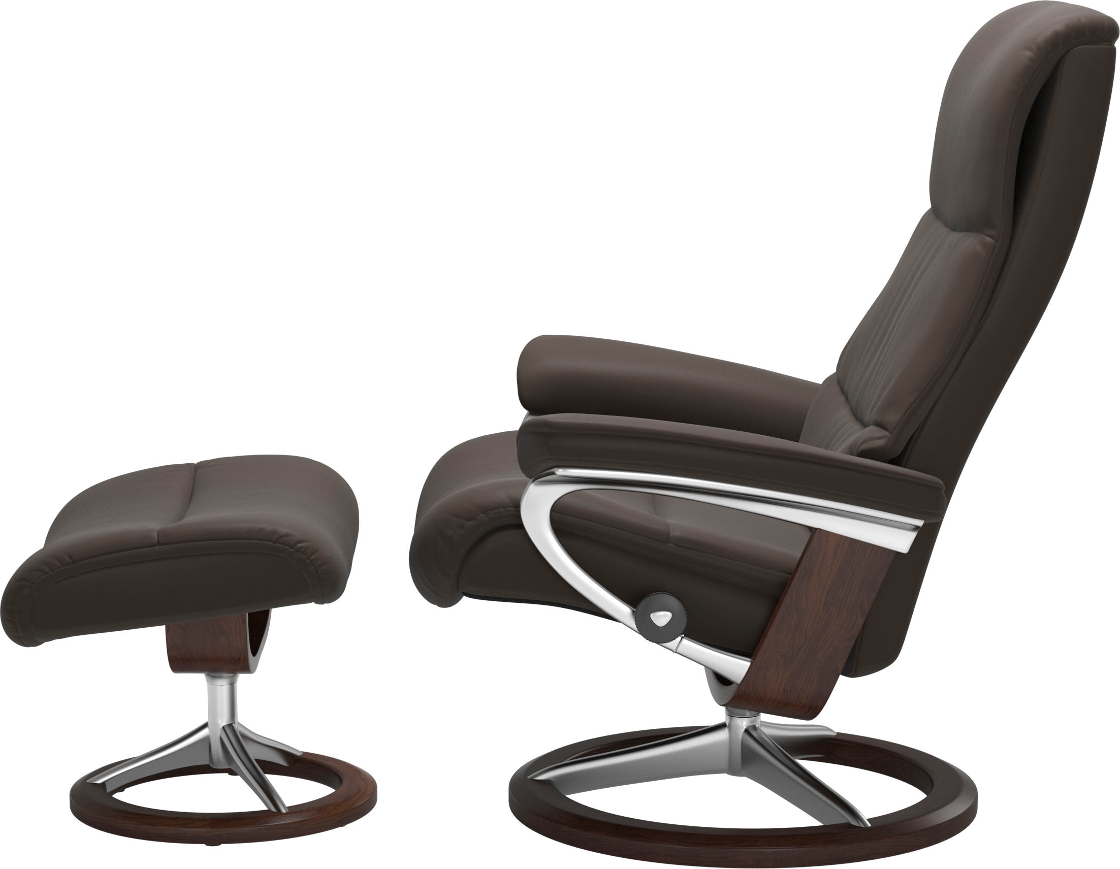 Stressless® Relaxsessel »View«, (Set, Relaxsessel mit Hocker), mit Signature Base, Größe S,Gestell Braun