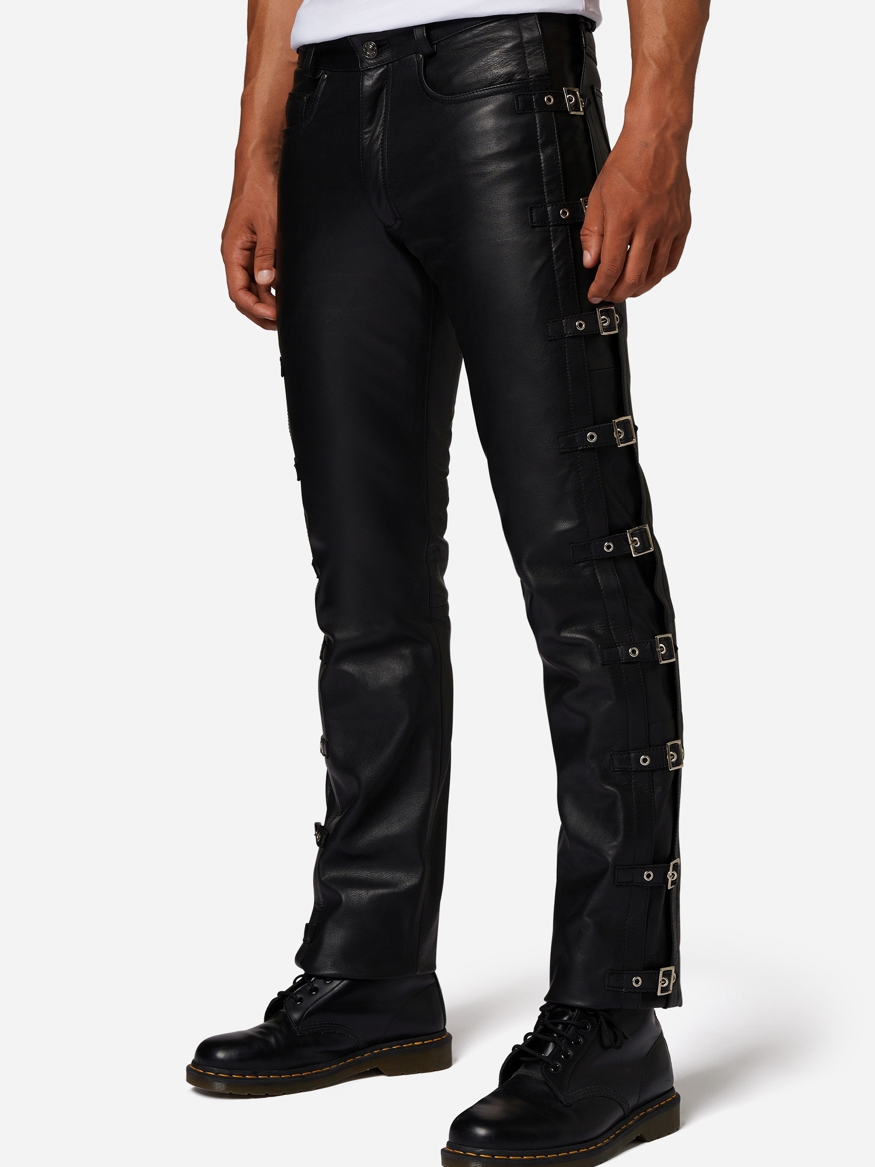 RICANO 5-Pocket-Hose »Lederhose Buckle Schnallenhose«  Handgefertigt aus echtem Leder