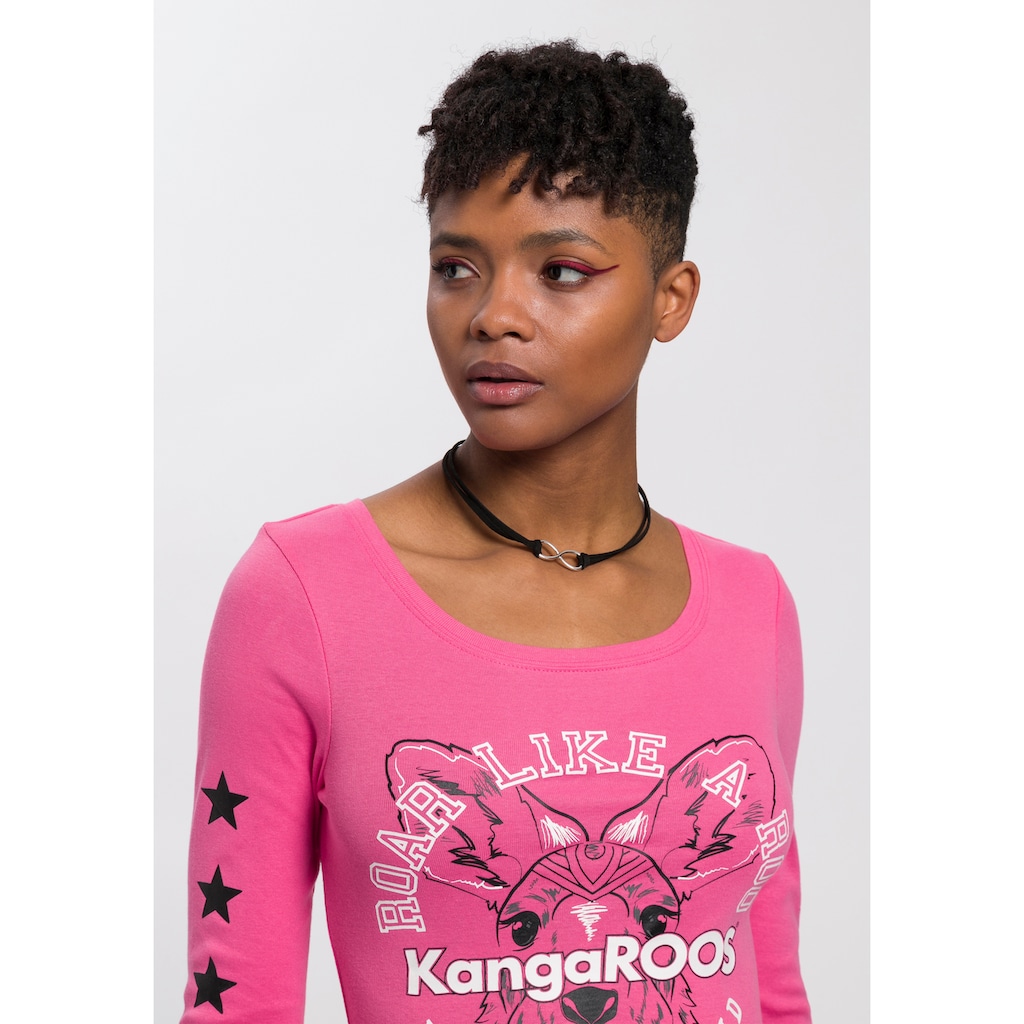 KangaROOS Langarmshirt, mit Känguru-Front-Print