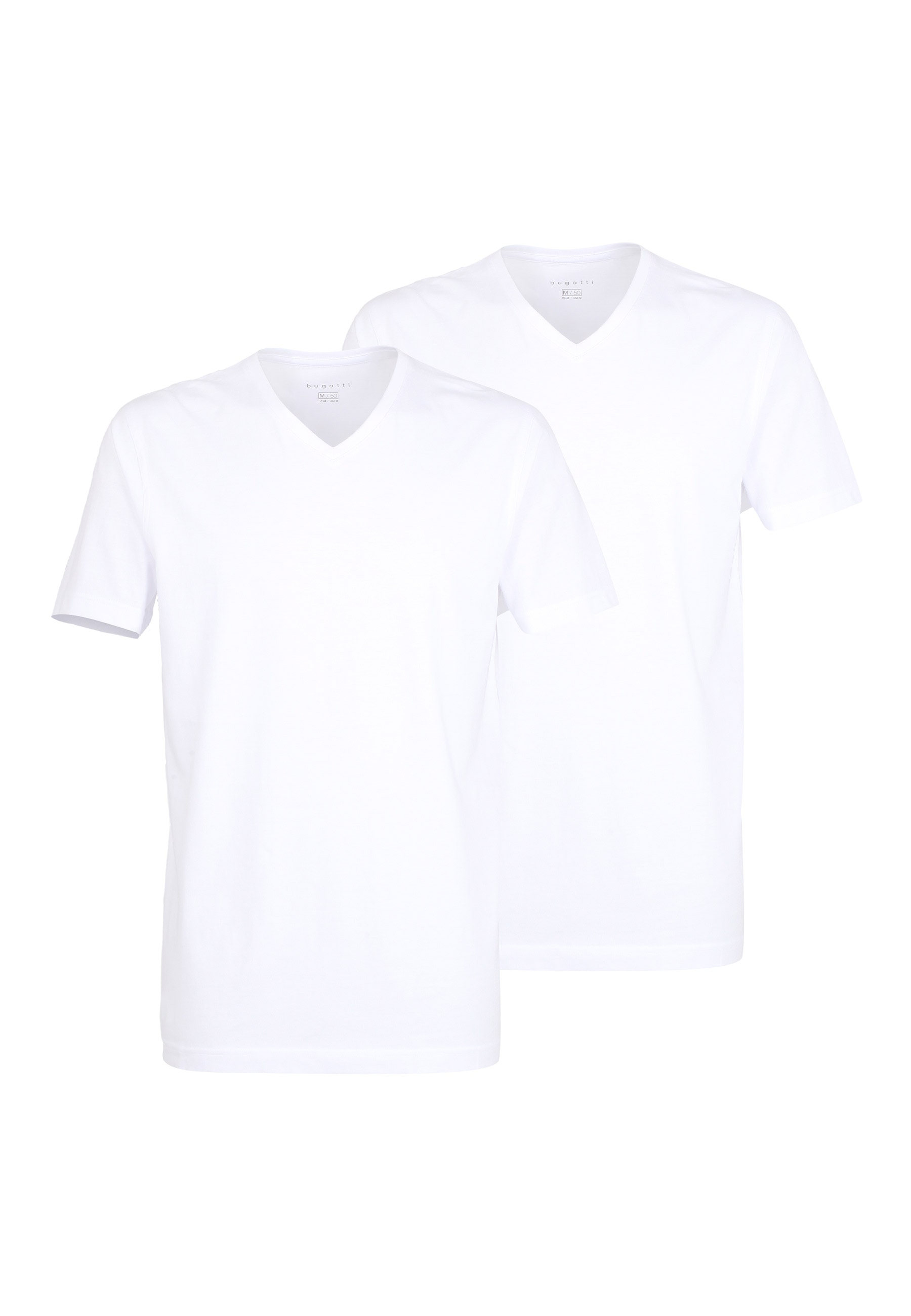 bugatti T-Shirt »Bari« 2er Pack,  V-Ausschnitt, Kurzarm, basic, Baumwolle, weich, atmungsaktiv
