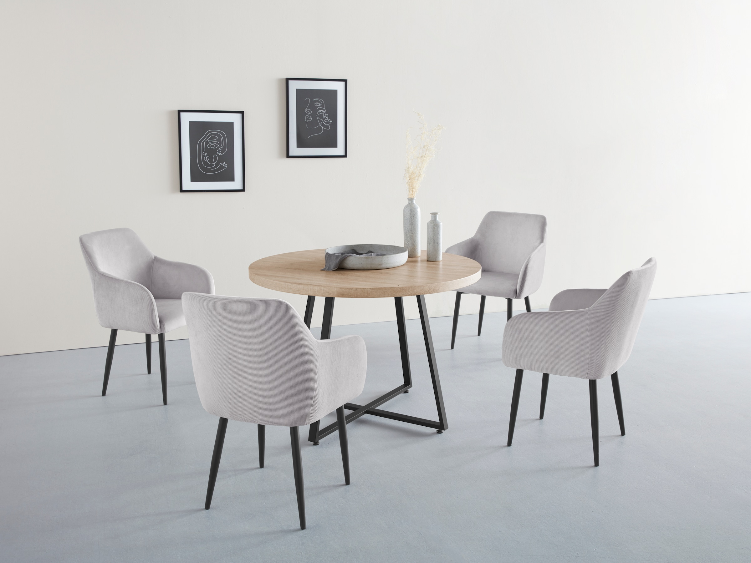 Home affaire Esstisch »Anja, TOPSELLER!«, (Esstisch, Küchentisch), Durchmesser 110 cm, Skandi Design, Metallgestell