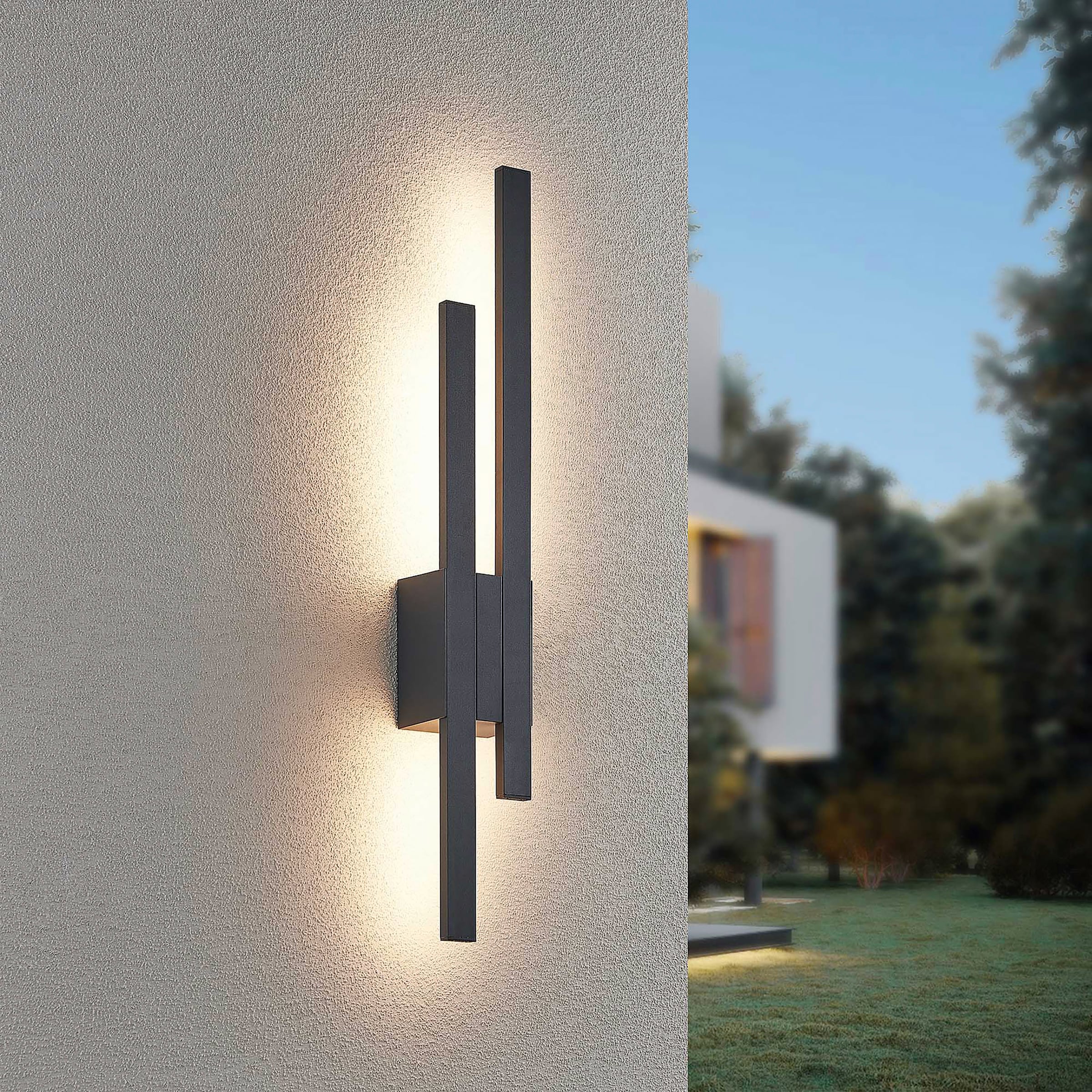 TRIO Leuchten LED Außen-Wandleuchte »TAWA, Outdoor Wandlampe IP54 für Garten Terrasse Hauswand, 2x 9W LED« LED-Board 1 Stk. Warmweiß LED Wandlicht warmweiß 3000K 900 Lumen, Stil LED Wandfackel, Backlight