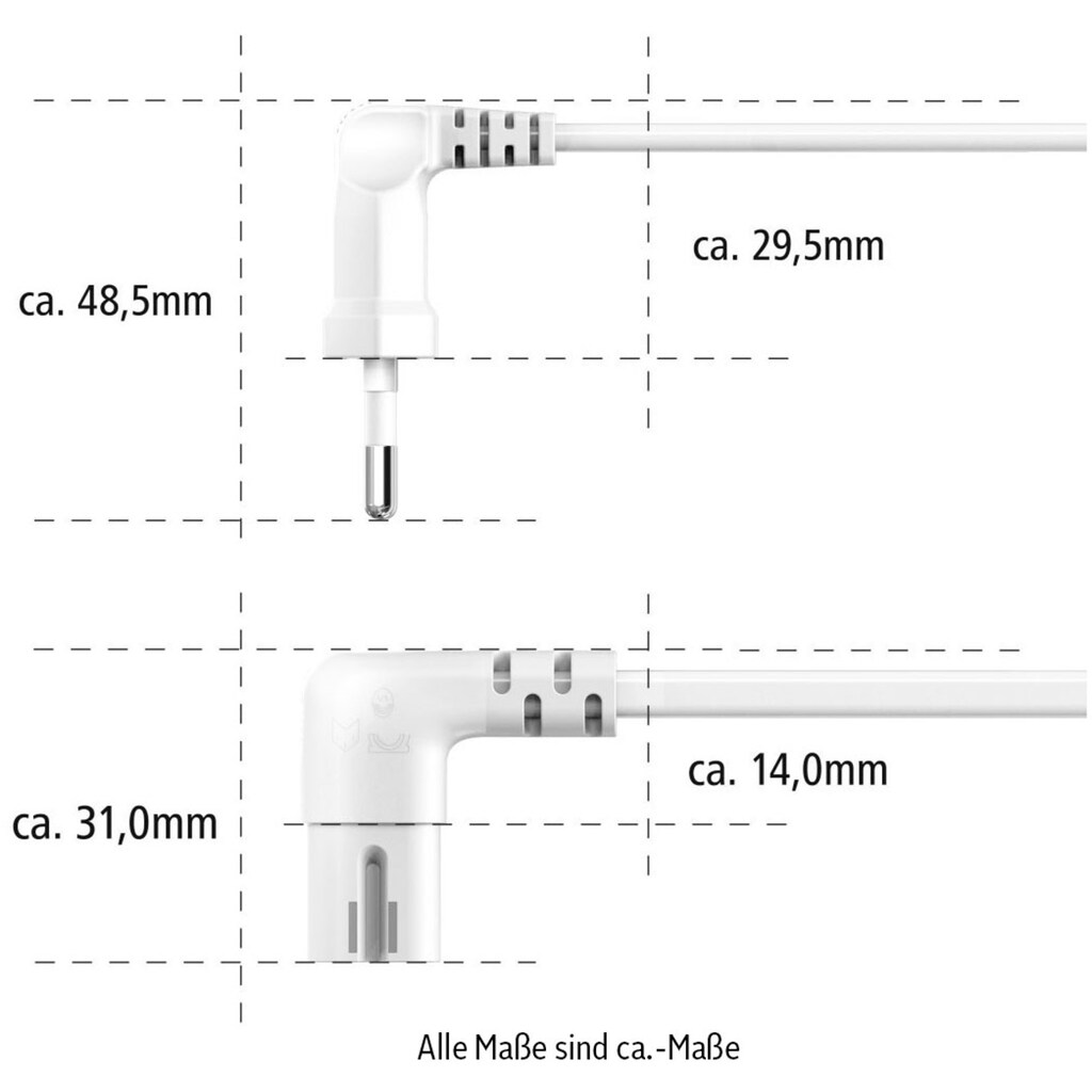Hama Stromkabel »Sonos PLAY:1/PLAY:5/One (SL)«, 500 cm, Euro-Netzkabel, beidseitig gewinkelt, 5m, Weiß