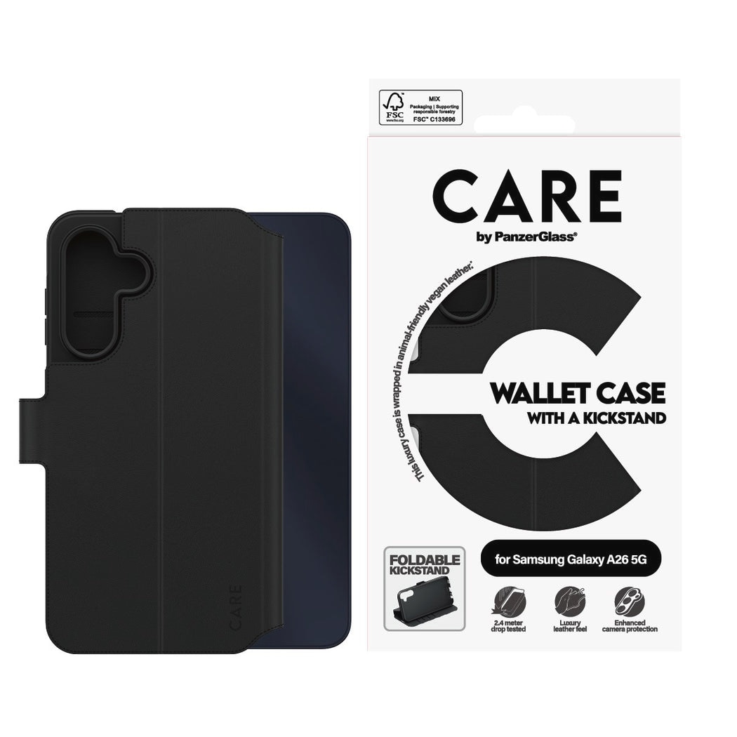 CARE by PanzerGlass Handyhülle »Wallet Case with Kickstand für Samsung Galaxy A26 5G«, Samsung Galaxy A26 5G, Backcover, Schutzhülle, Handyschutzhülle, Case, Schutzcase, stoßfest
