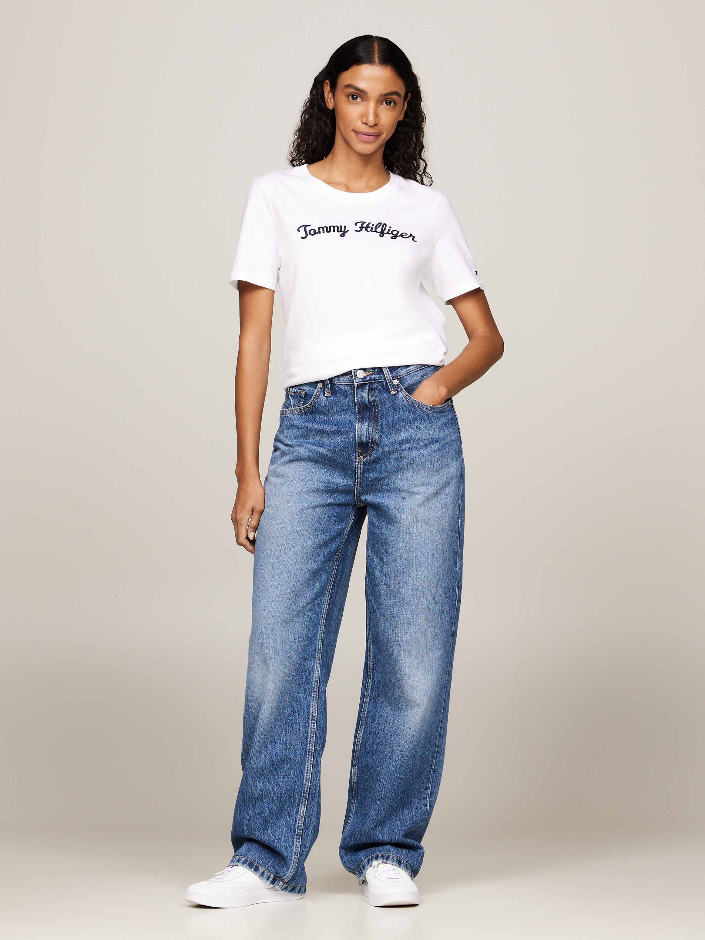 Tommy Hilfiger Kurzarmshirt »REG SCRIPT C-NK SS«, mit Tommy Hilfiger Script Logo-Schriftzug