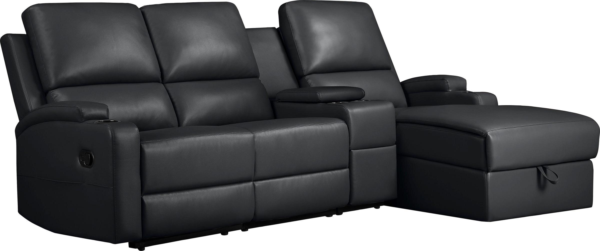 Home affaire Ecksofa »NAPORI Multimediasofa, 3er Kinosessel XXL, L-Form, 3 Bezugsstoffe«, Kinosofa mit Relaxfunktion, Getränkehalter, Staufach und Staukasten